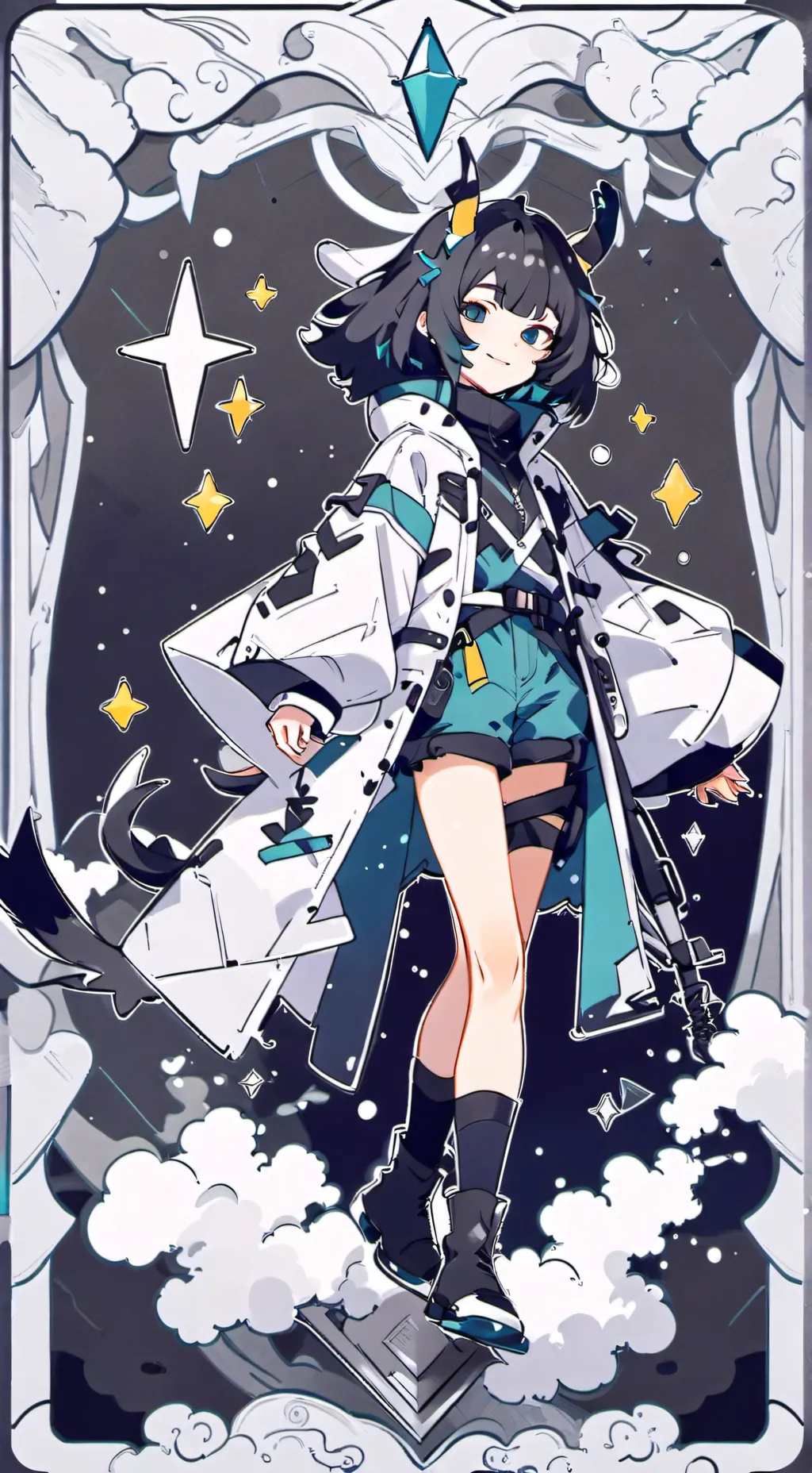 ai character: Aurora sailsteel background
