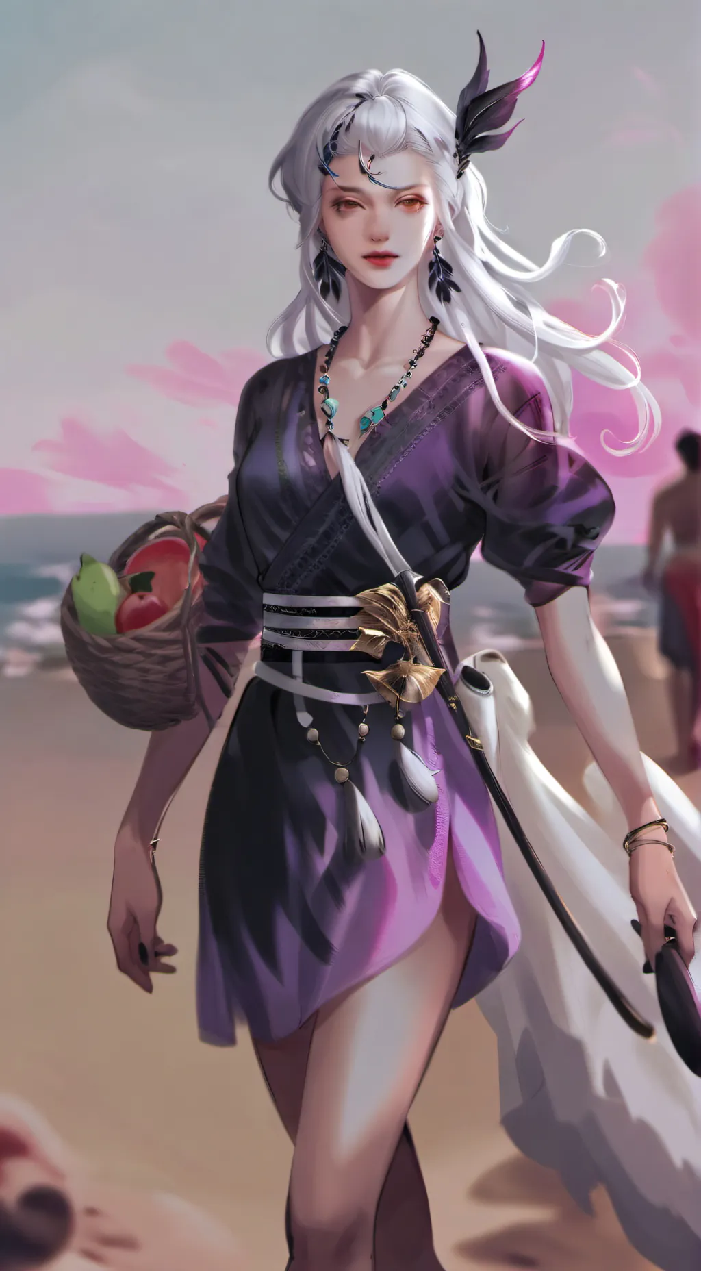 ai character: mha beach background