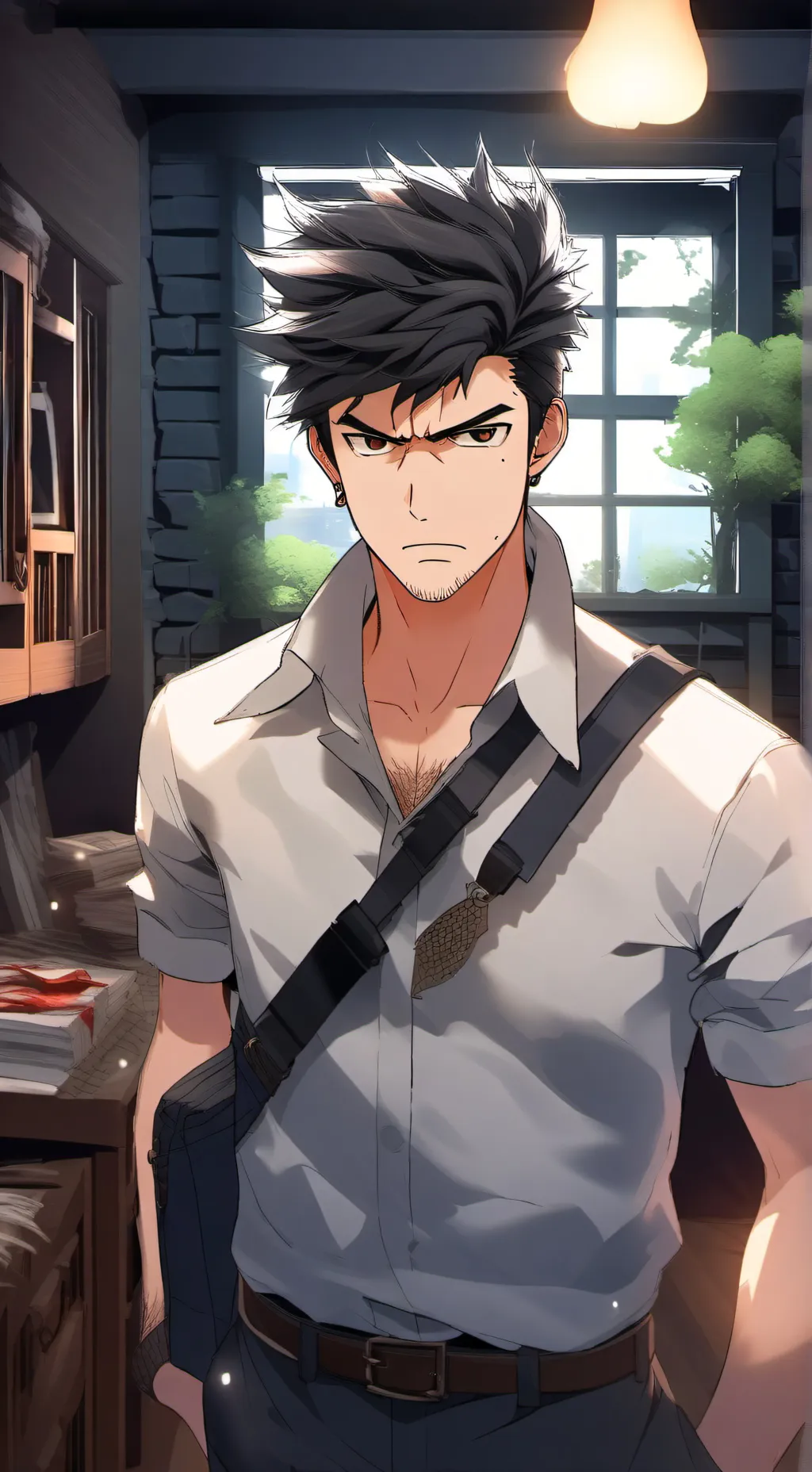 ai character: Garrett  background