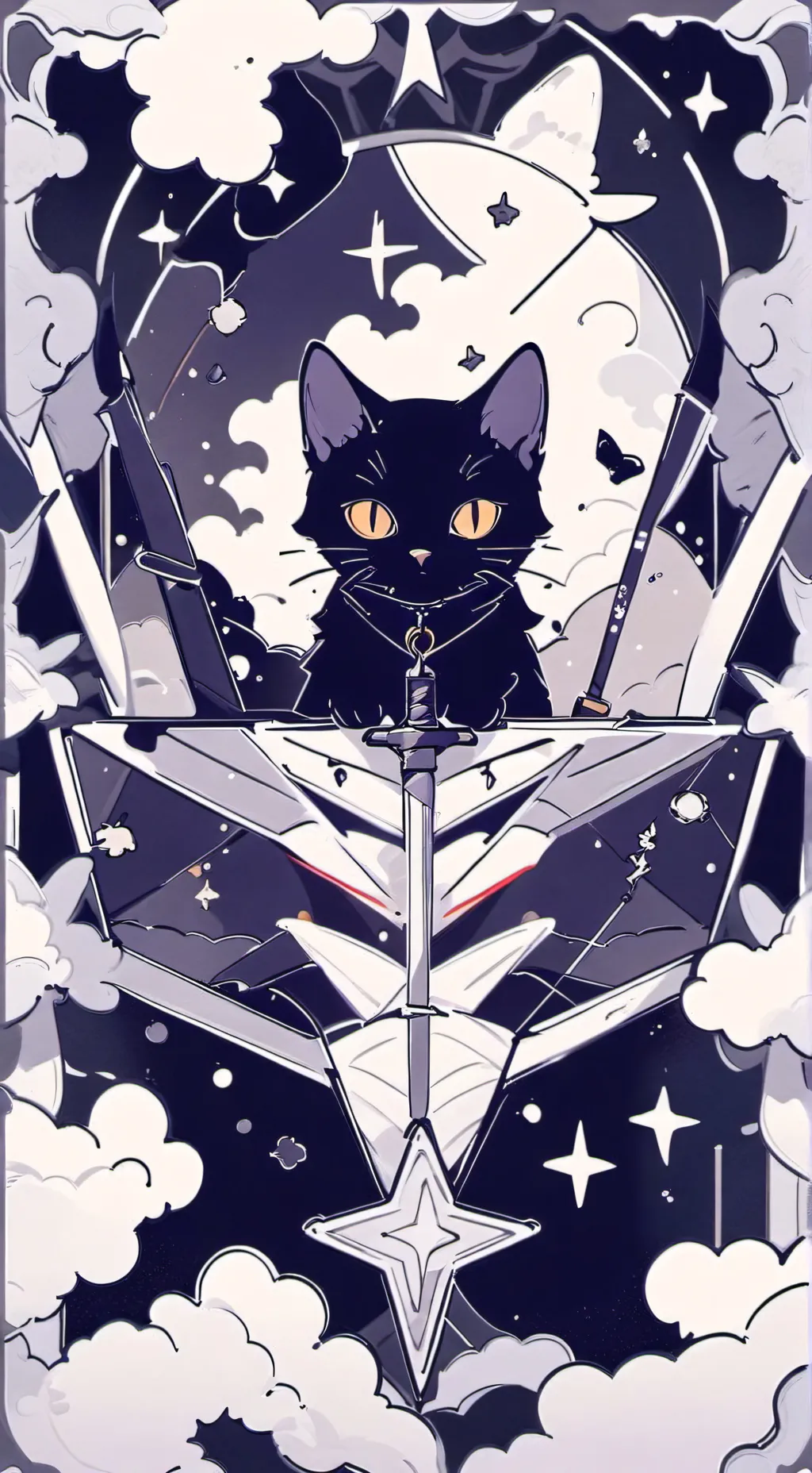 ai character: black kitten  background