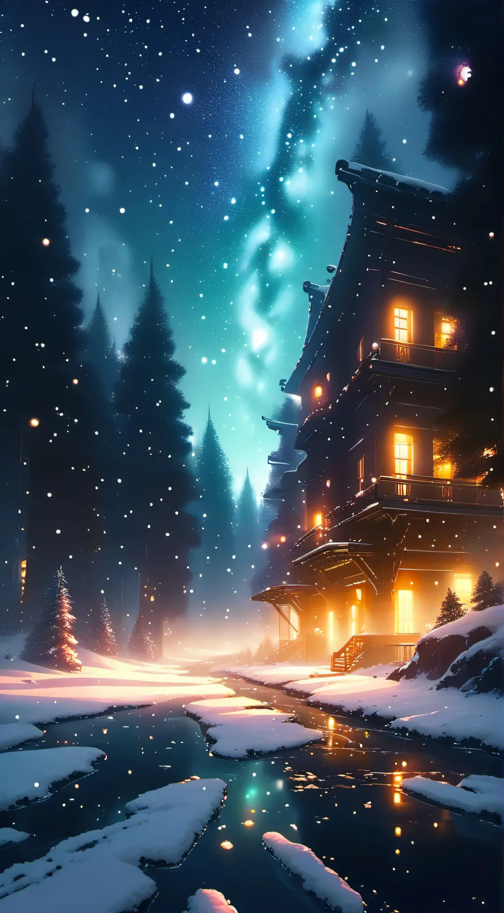 ai character: demon slayer Xmas! background