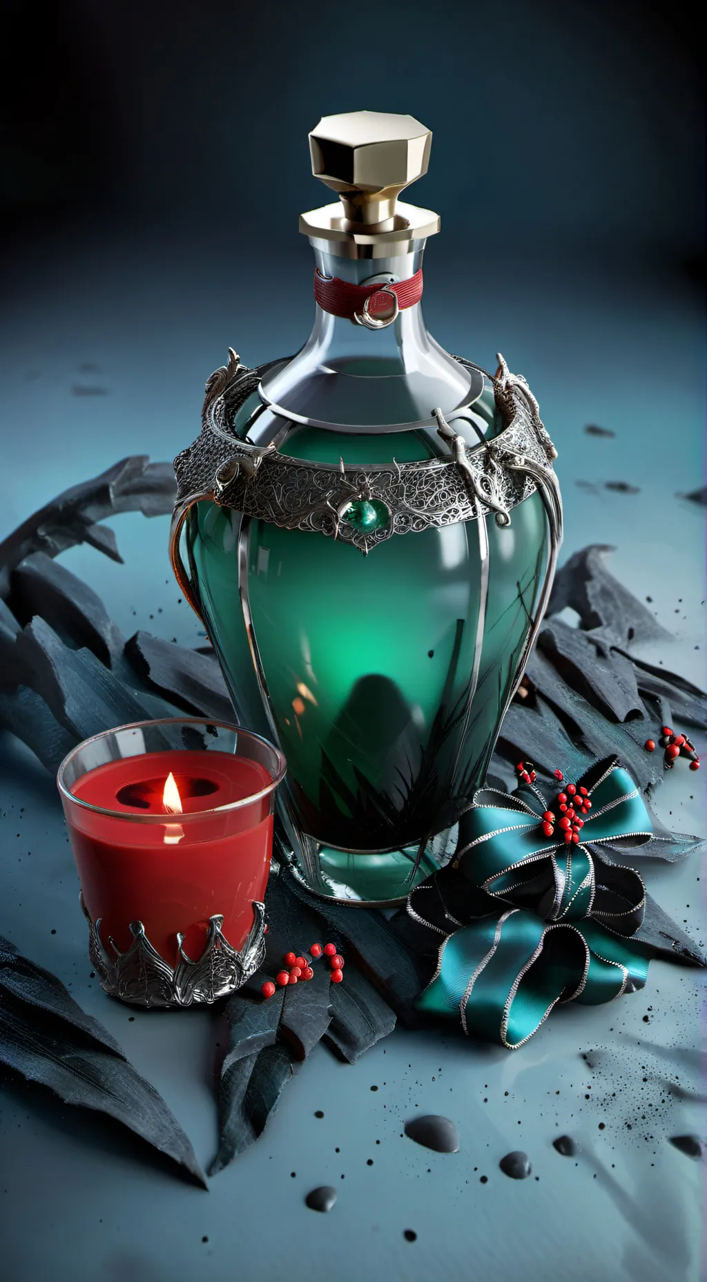 ai character: sexy Santa potion background