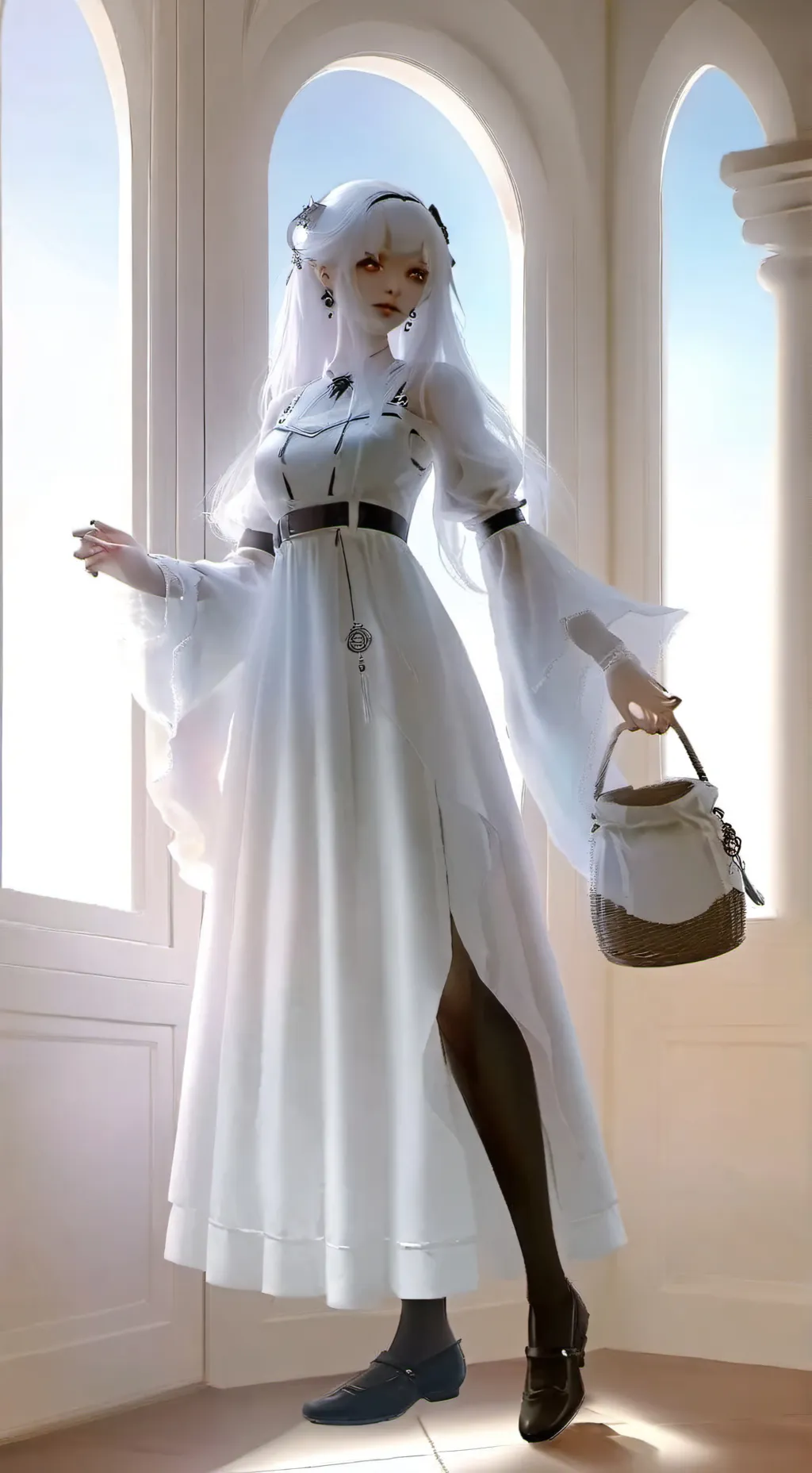 ai character: ghost cosplay girl background