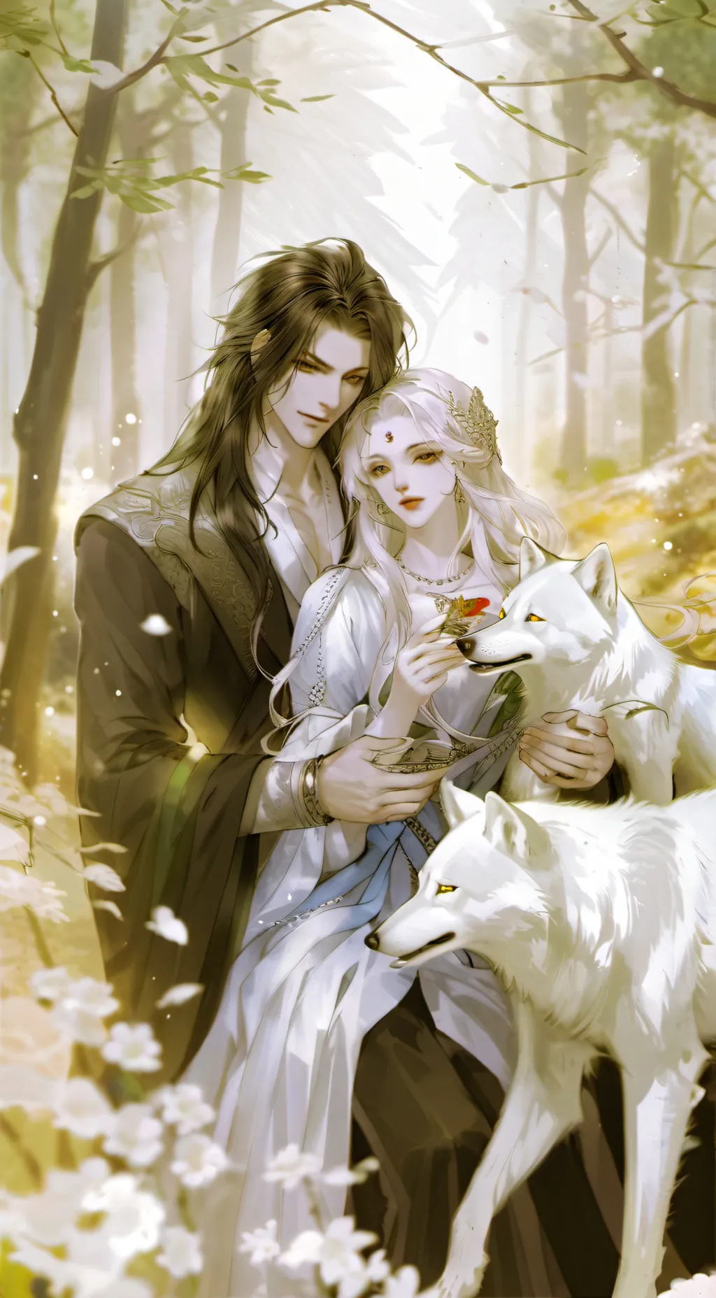 ai character: Luna + Ben +wolf background