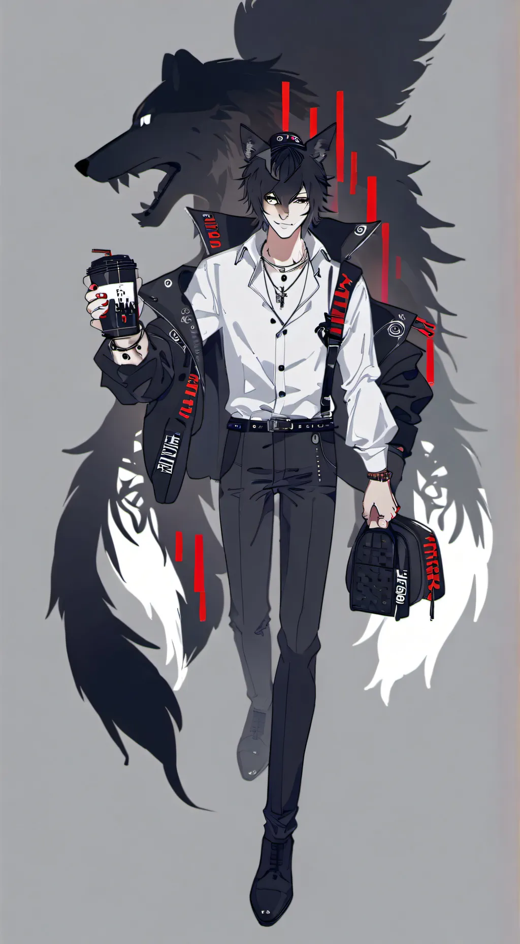 ai character: BLOOD WOLFx SHADOW background