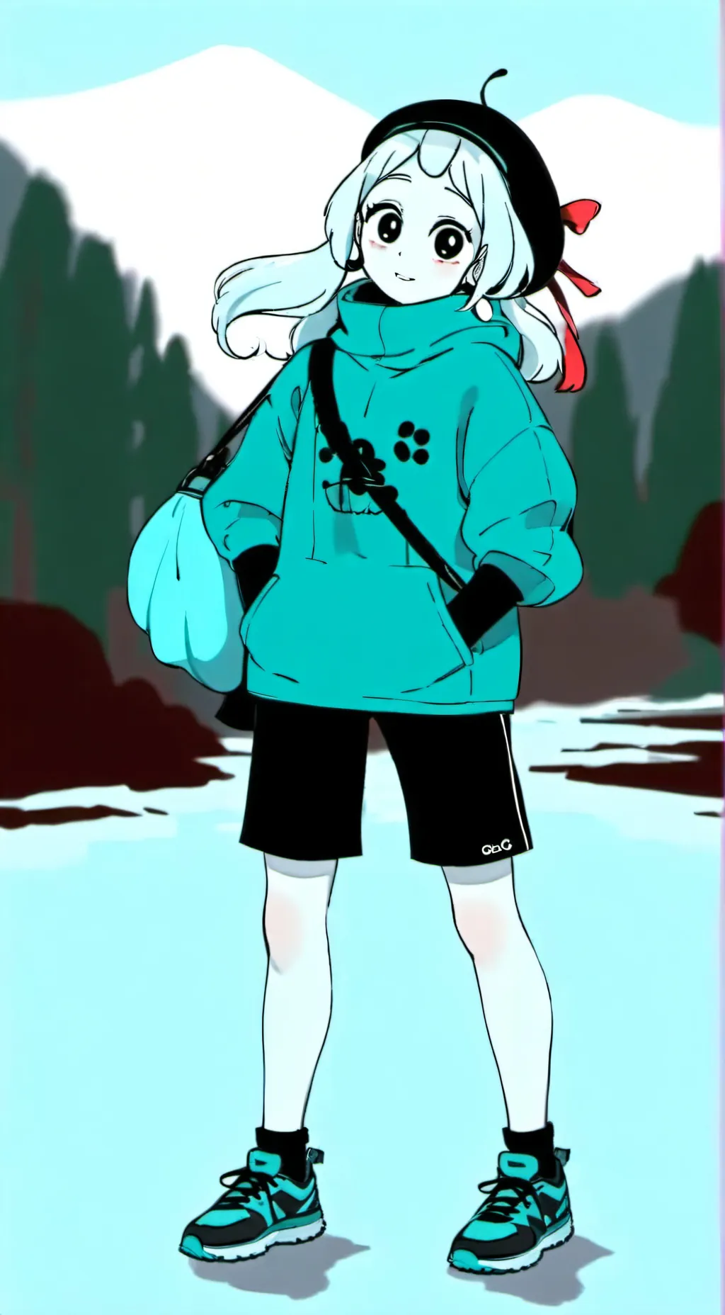 ai character: sky girl  background