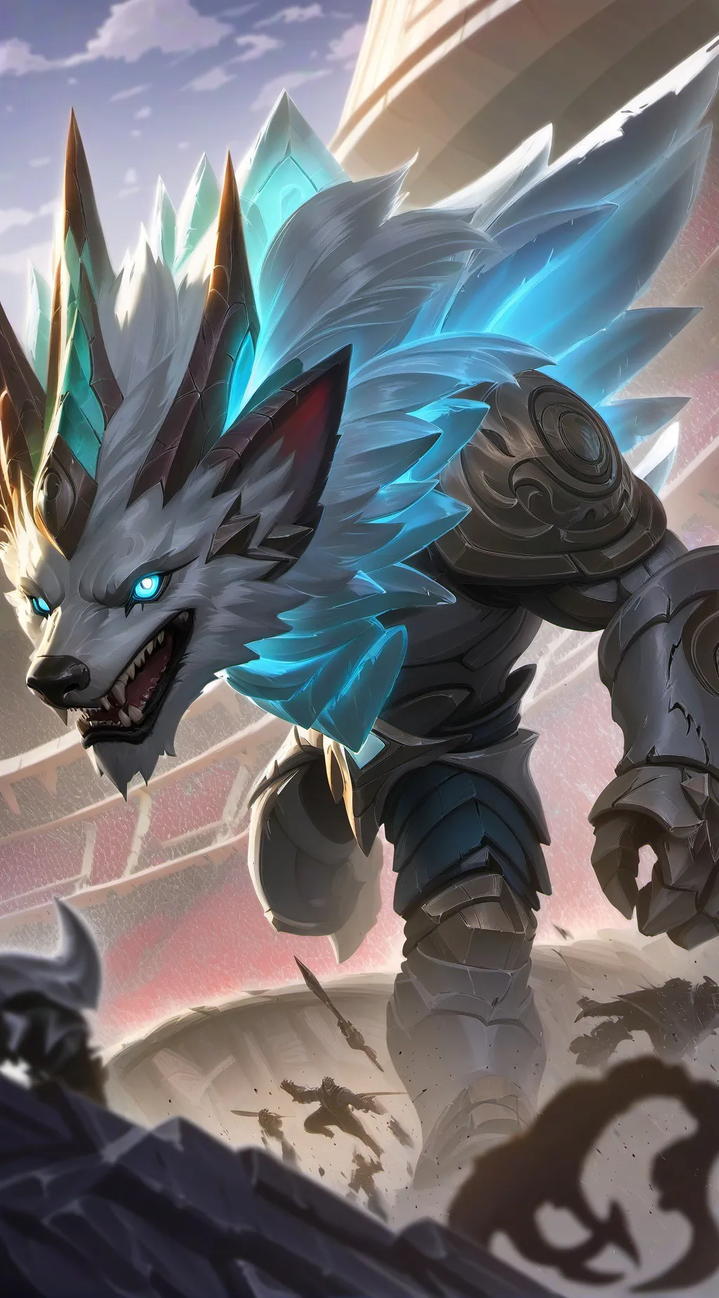 ai character: Ice stone wolf background