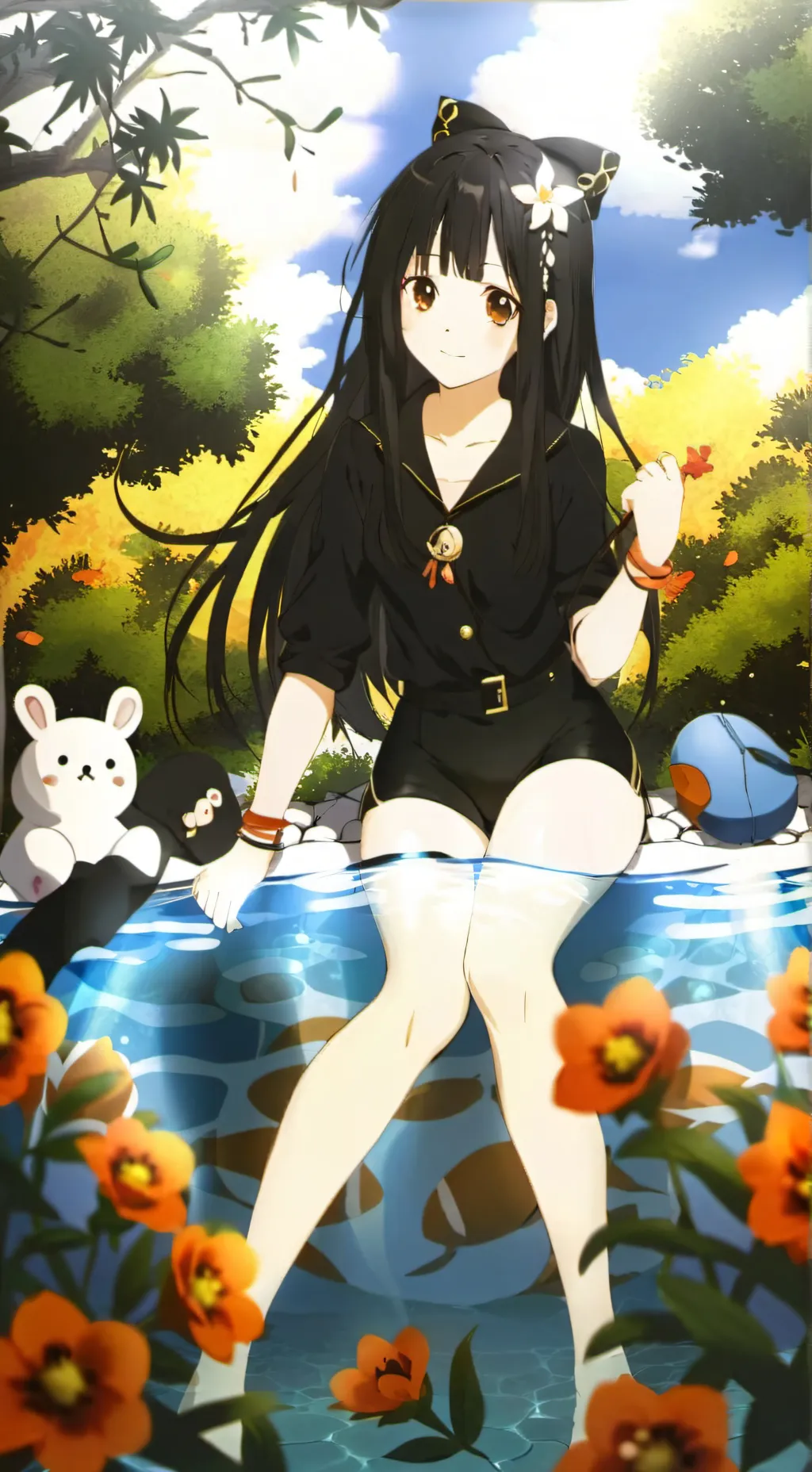 ai character: Mha swimming  background