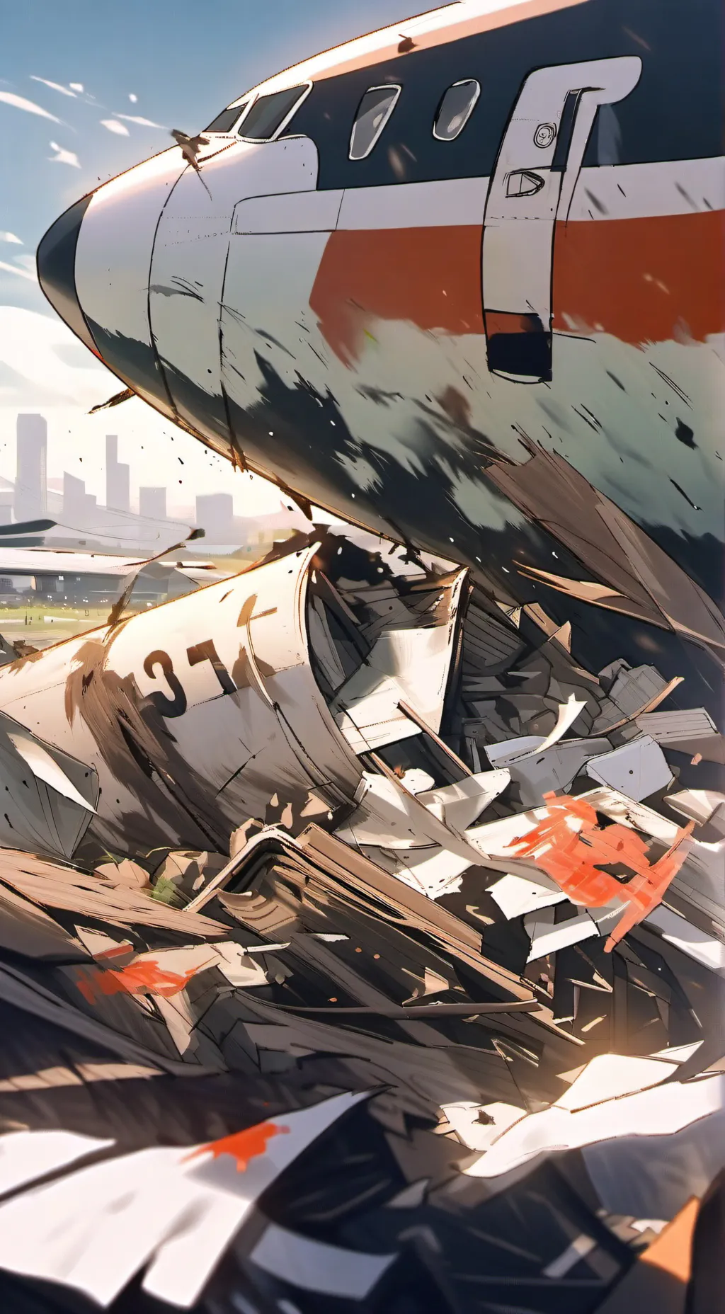 ai character: MLP plane crash background