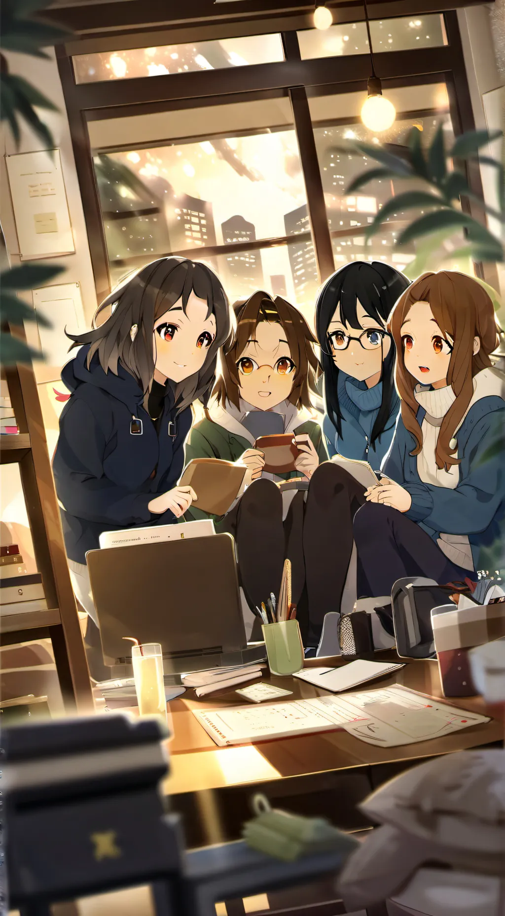 ai character: GIRL SLEEPOVER background