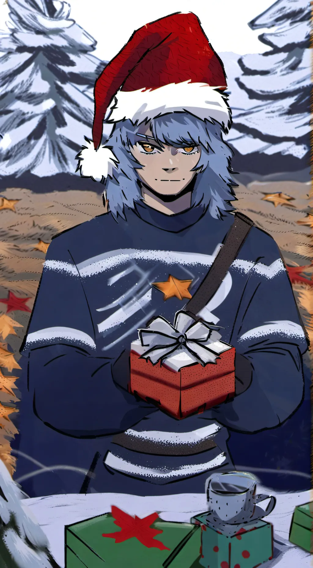 ai character: CH christmas  background