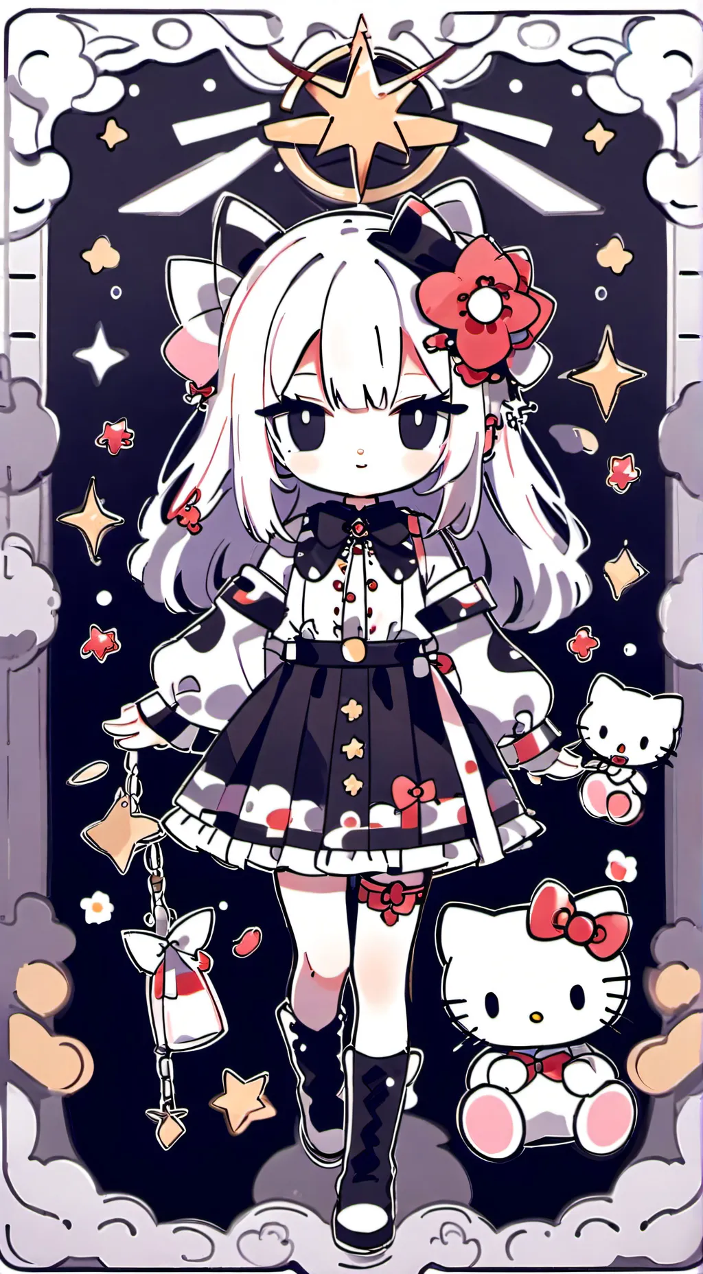 ai character: HELLO KITTY background