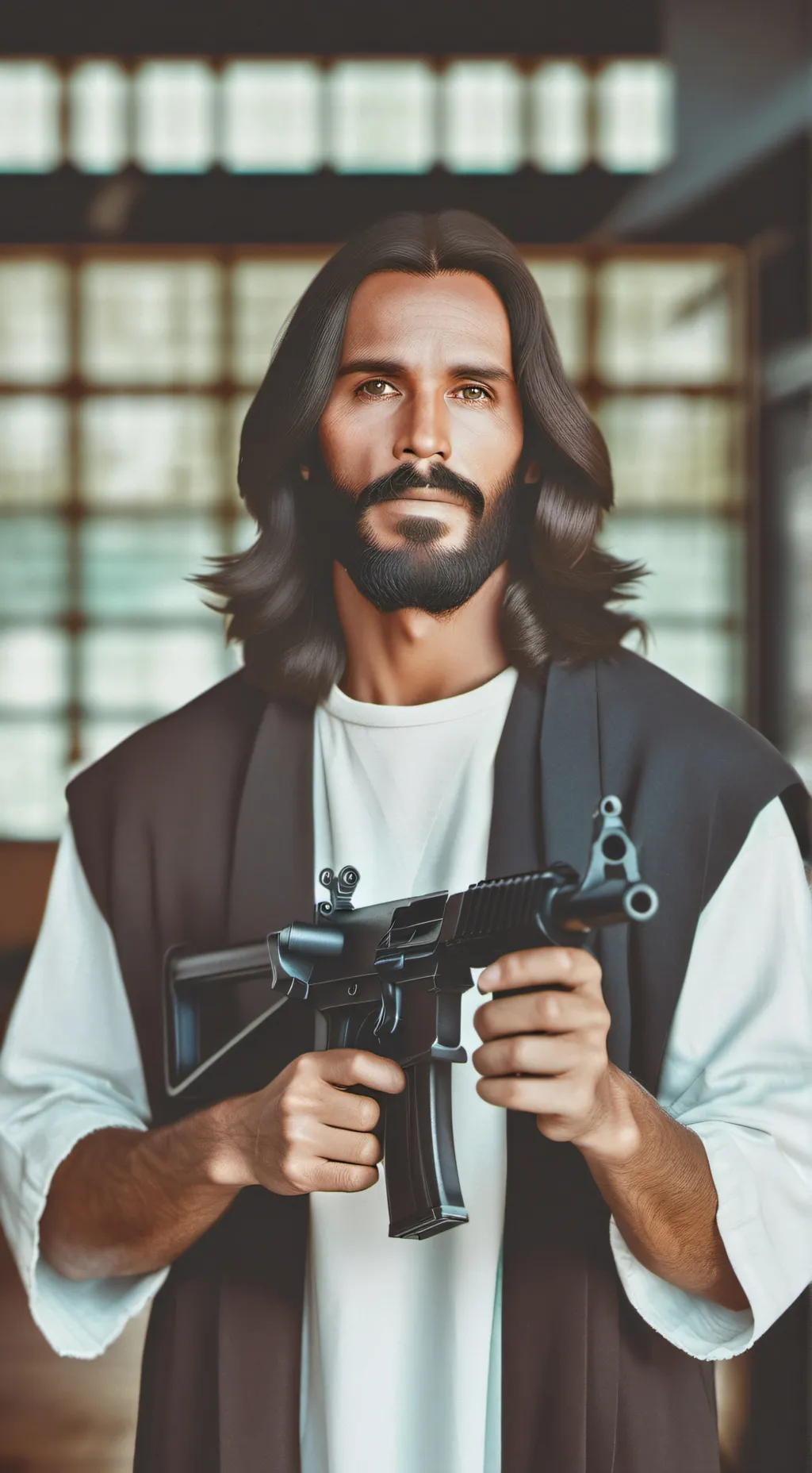 ai character: pissed Jesus  background