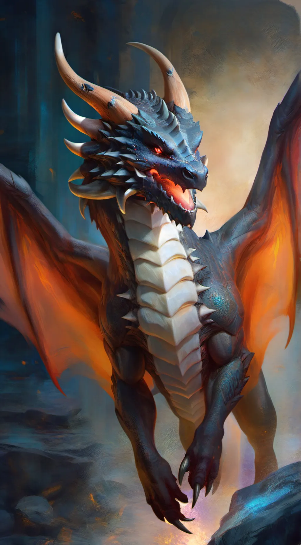 ai character: Fire dragon background