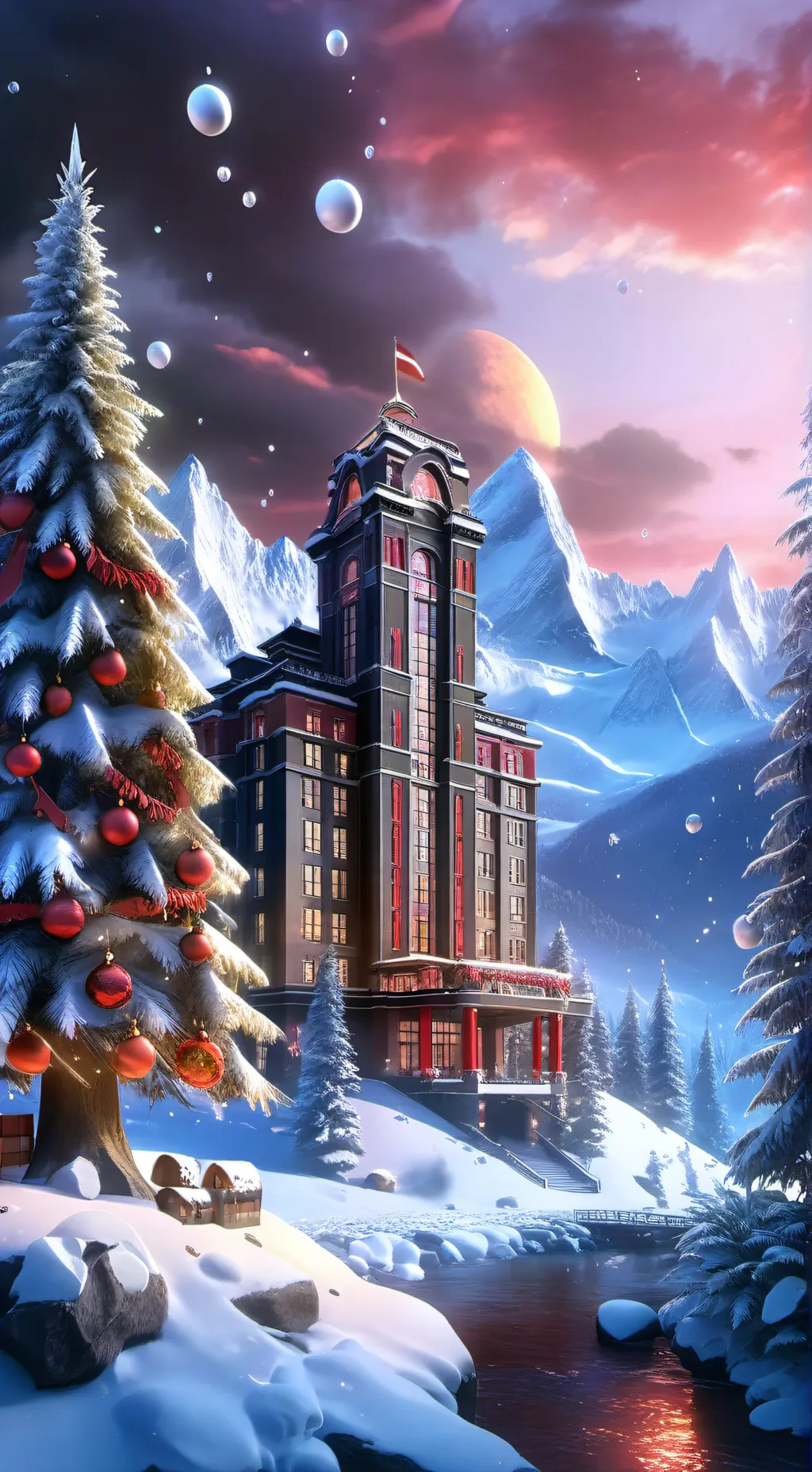 ai character: HH/HB Christmas background