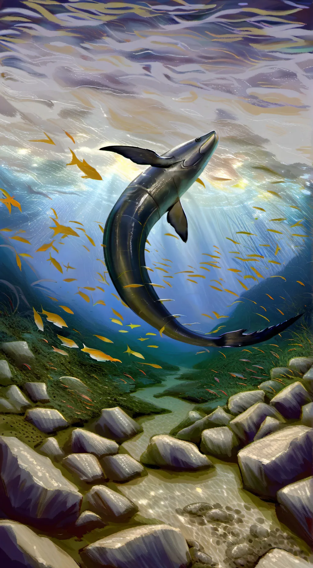 ai character: Mha fishing background