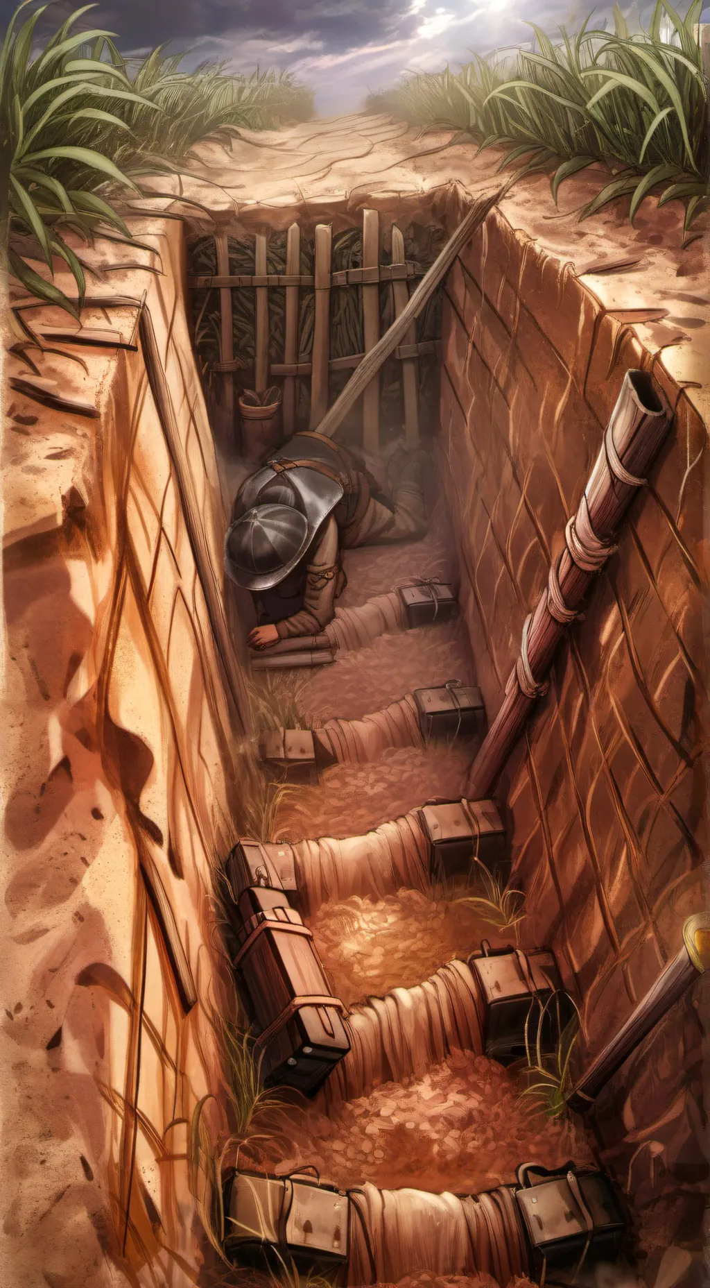 ai character: WW1 trenches  background