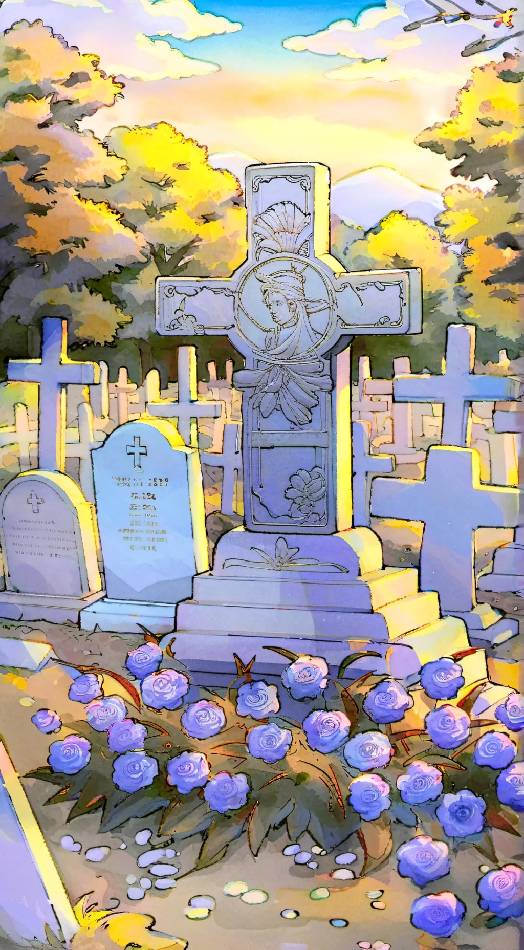 ai character: KNY grave background