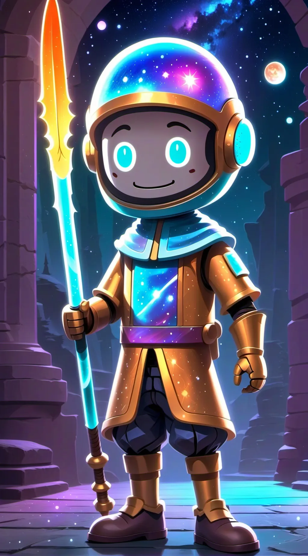 ai character:  Galaxy st man￼￼ background