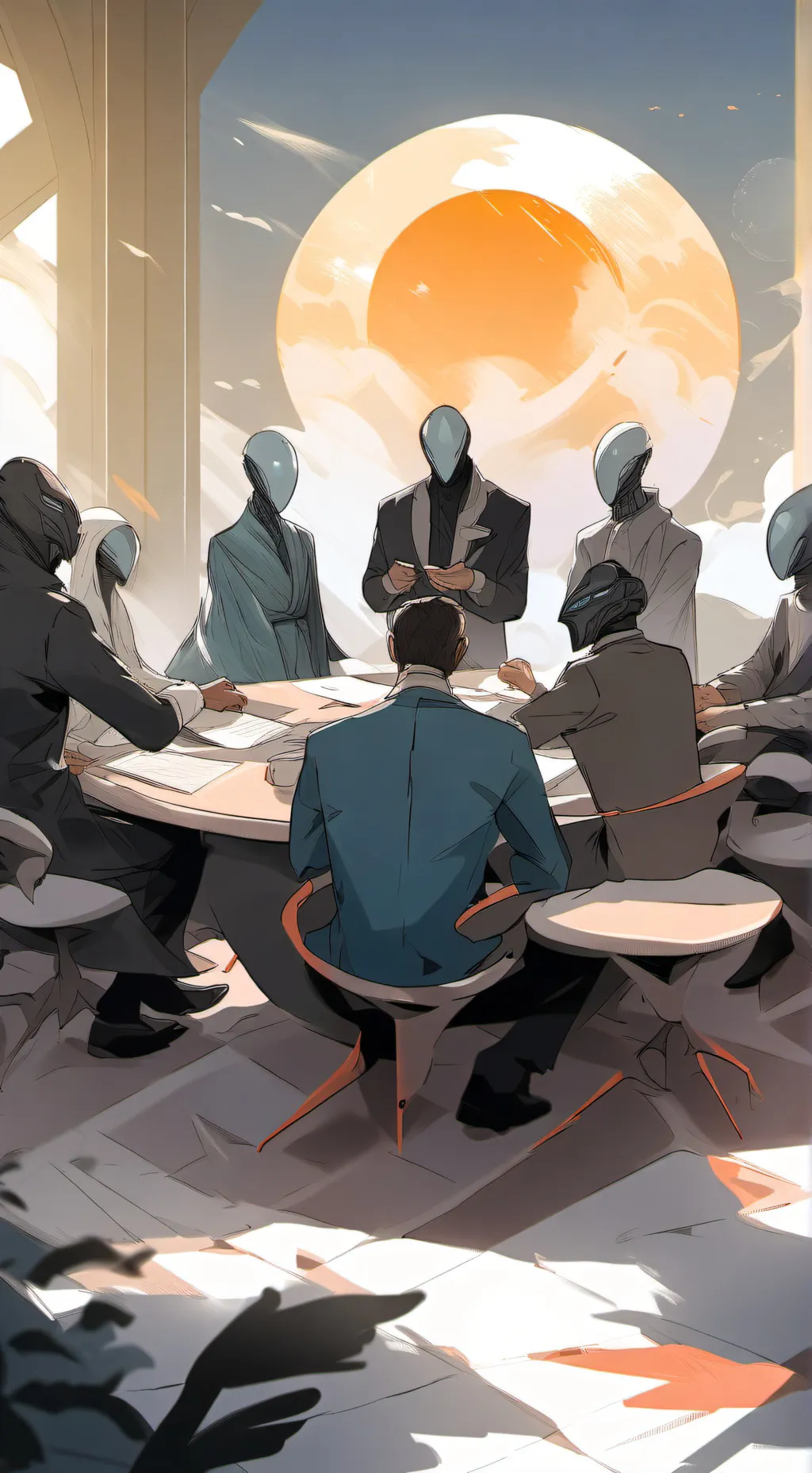 ai character: Meeting of worlds  background