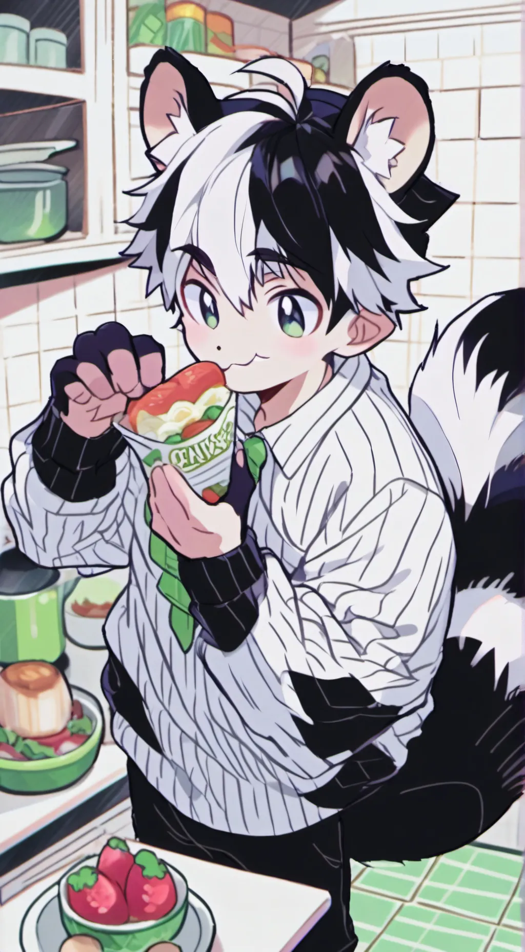 ai character: Striped Skunk Furry background