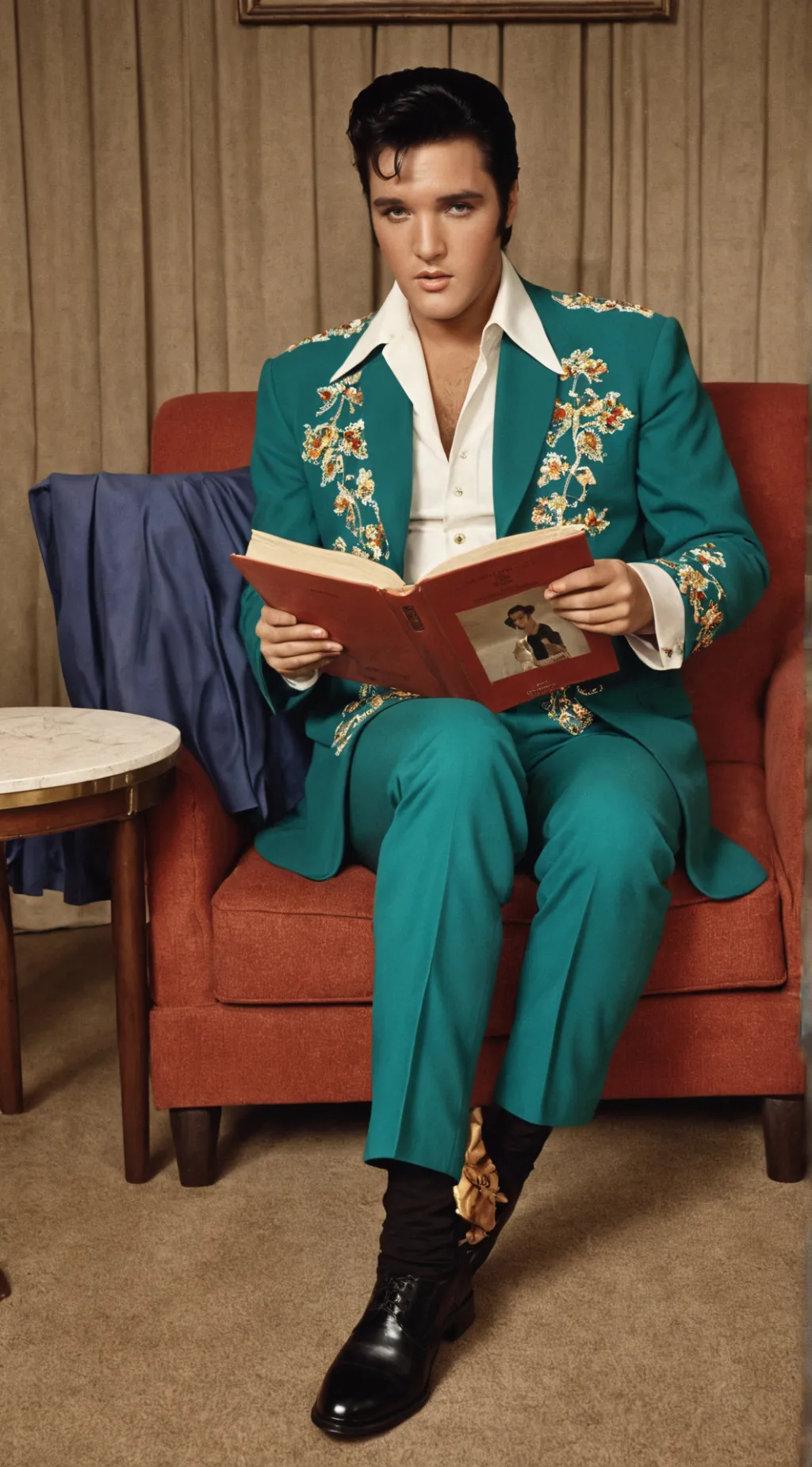 ai character: Elvis Presley  background