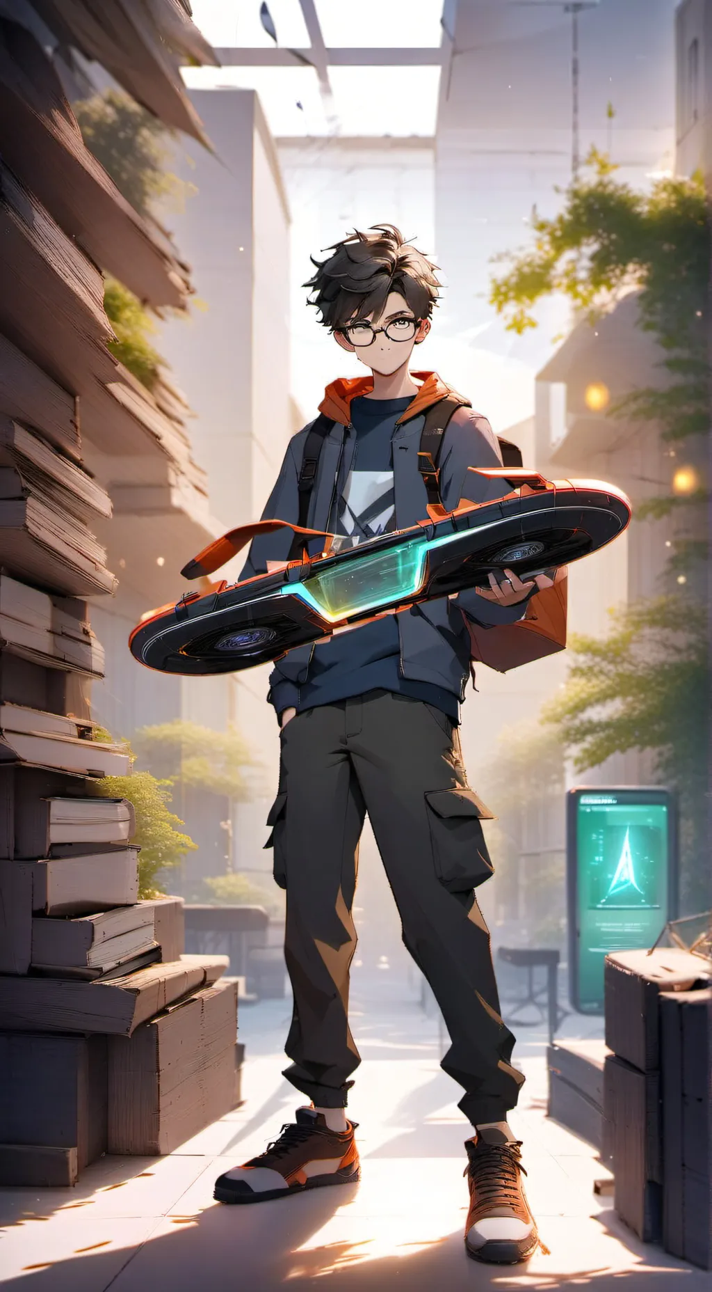 ai character: 2124 city background