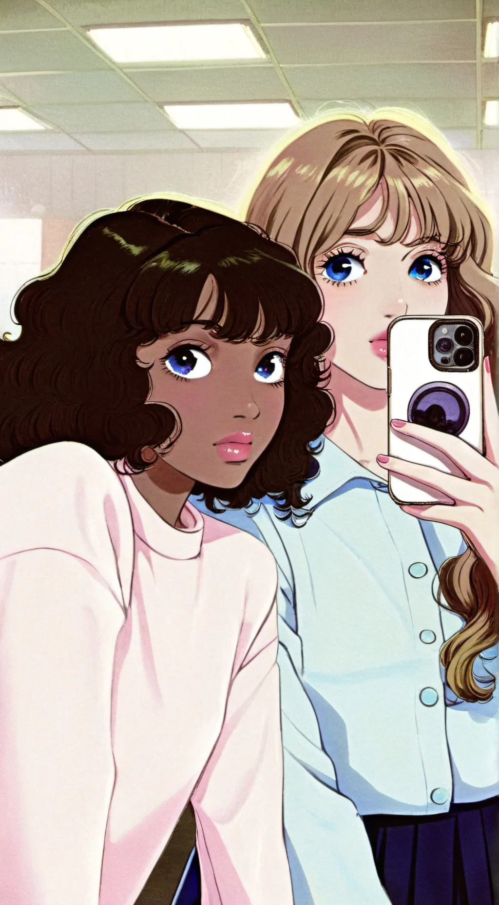 ai character: Elya and Crystal background