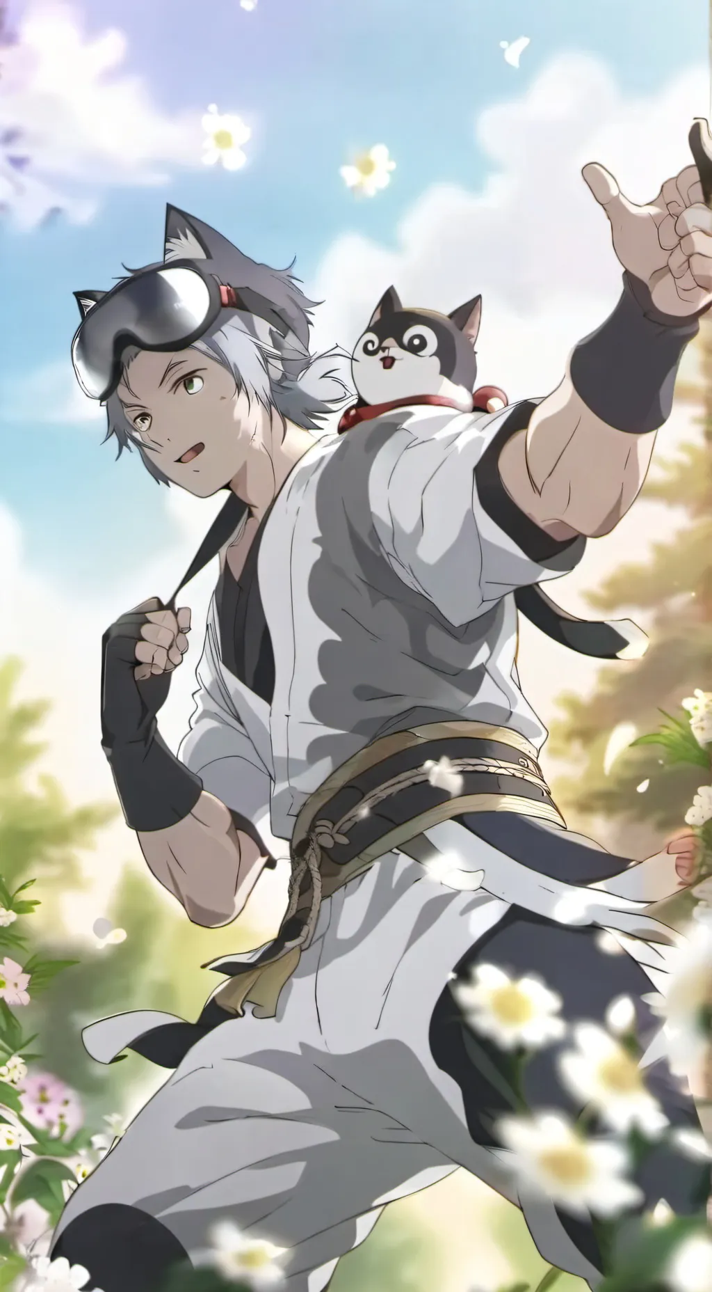 ai character: un gato background