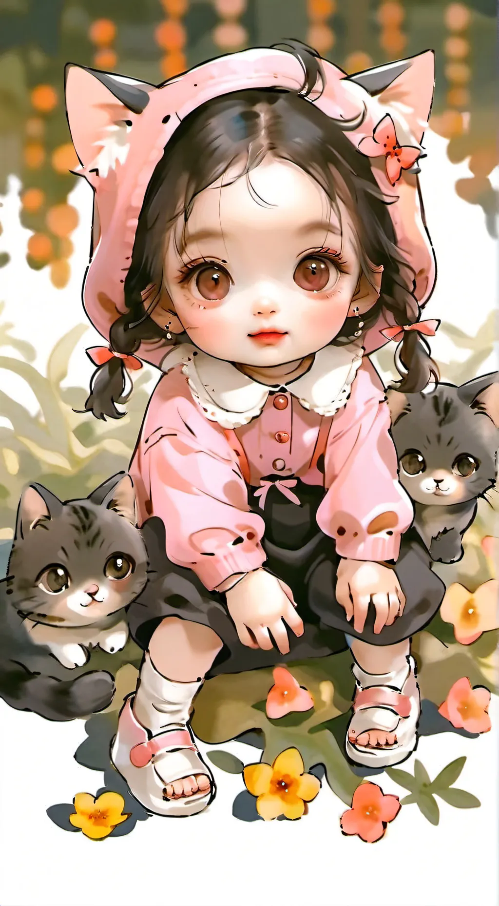 ai character: Esme y sus gatos  background