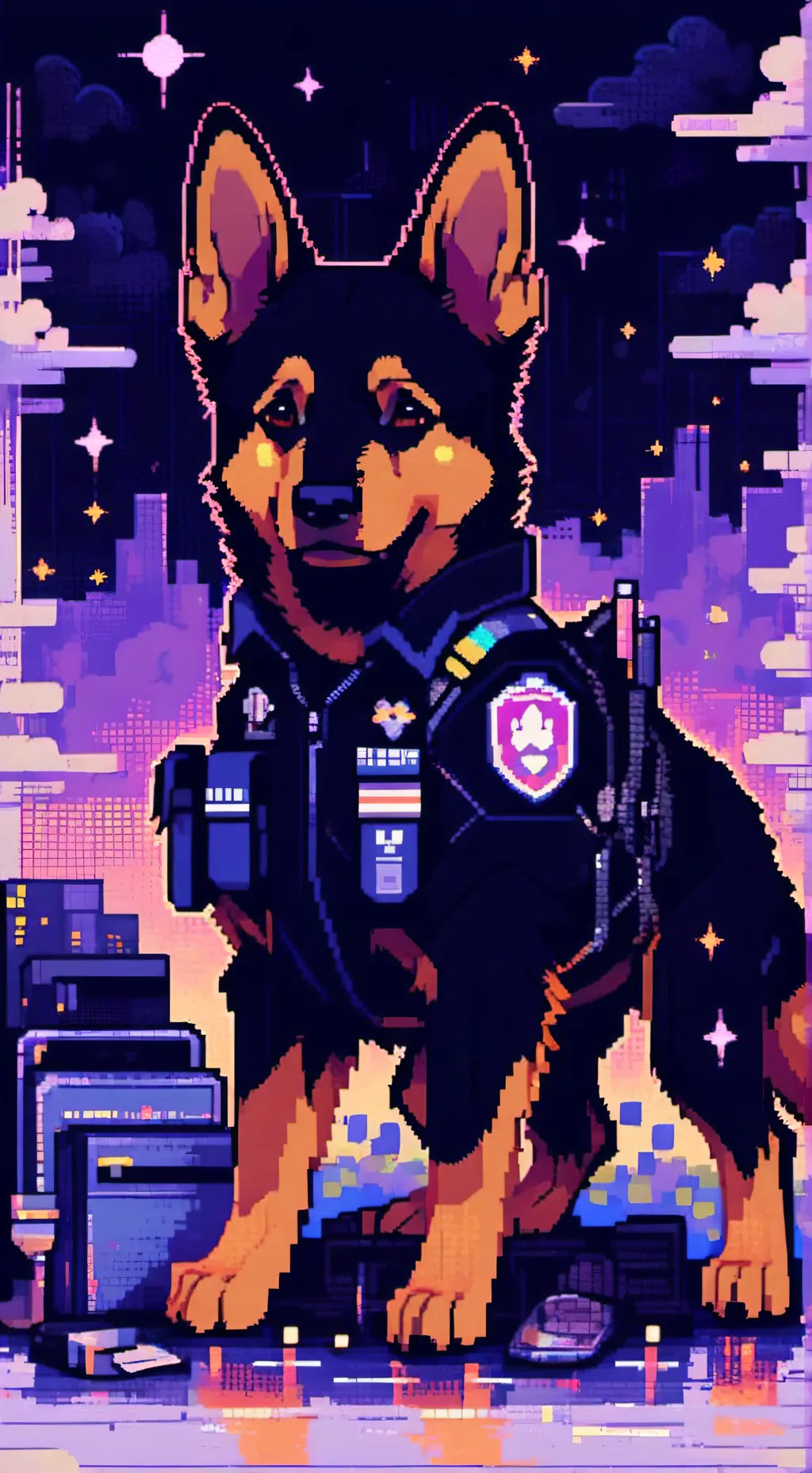 ai character: dog police  background
