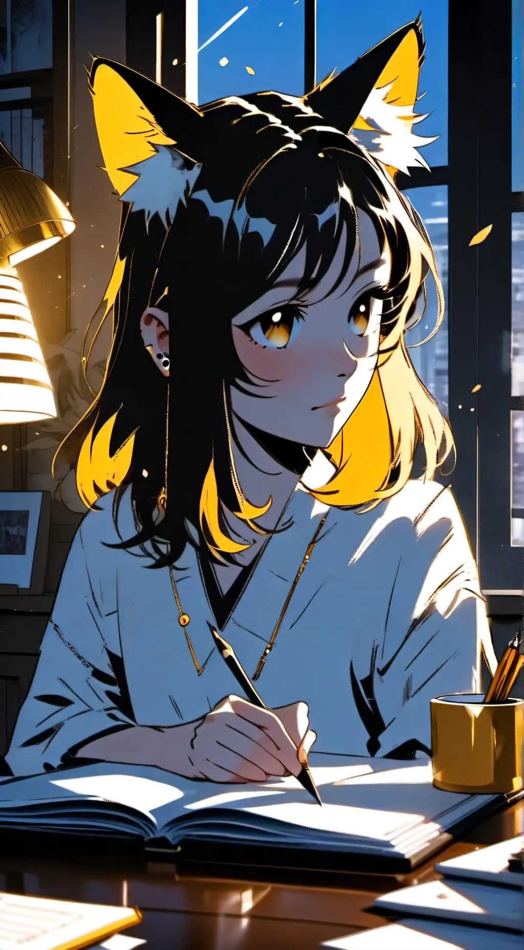 ai character: Golden Whiskers the Spirit Cat background