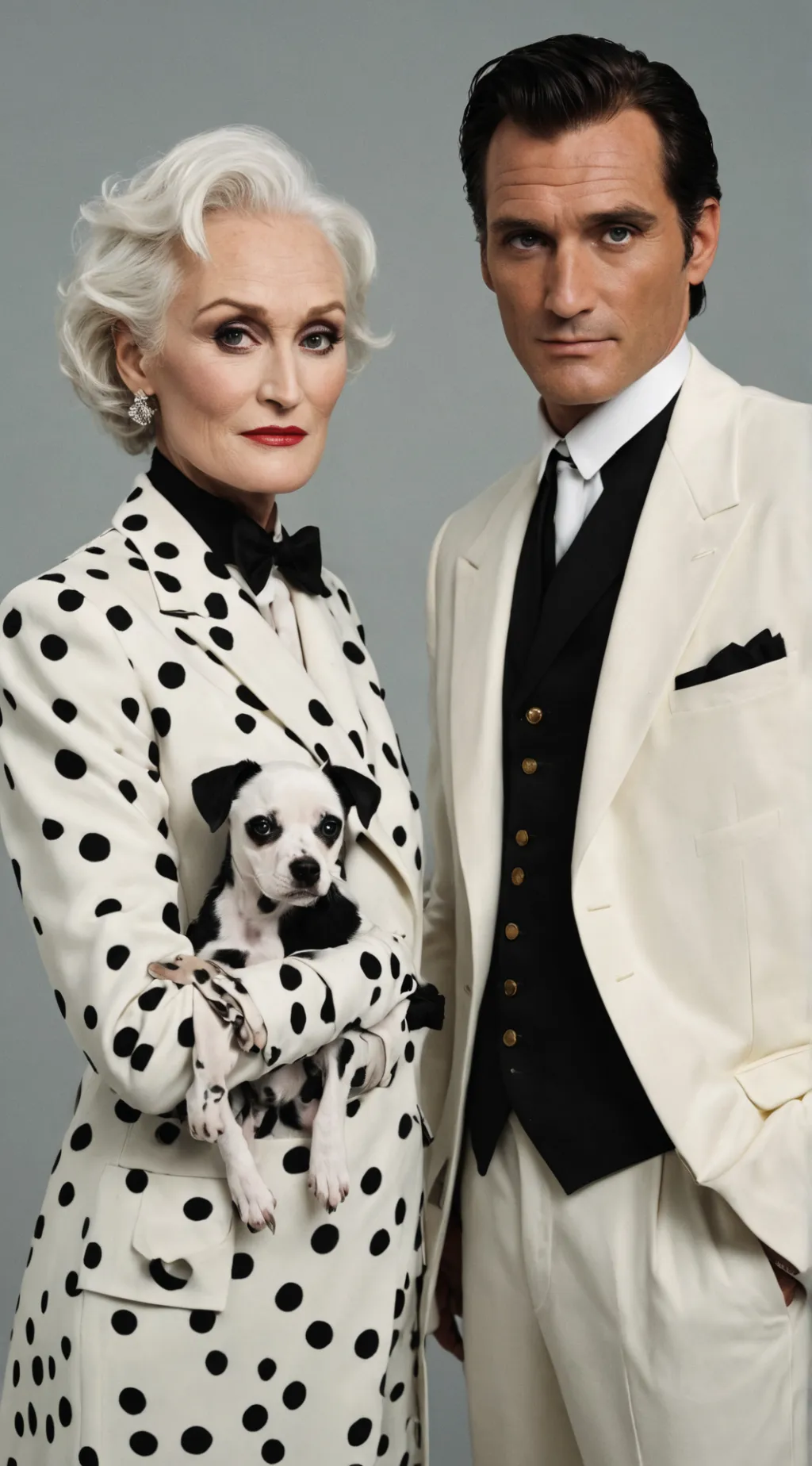 ai character: Cruella n Two Face background