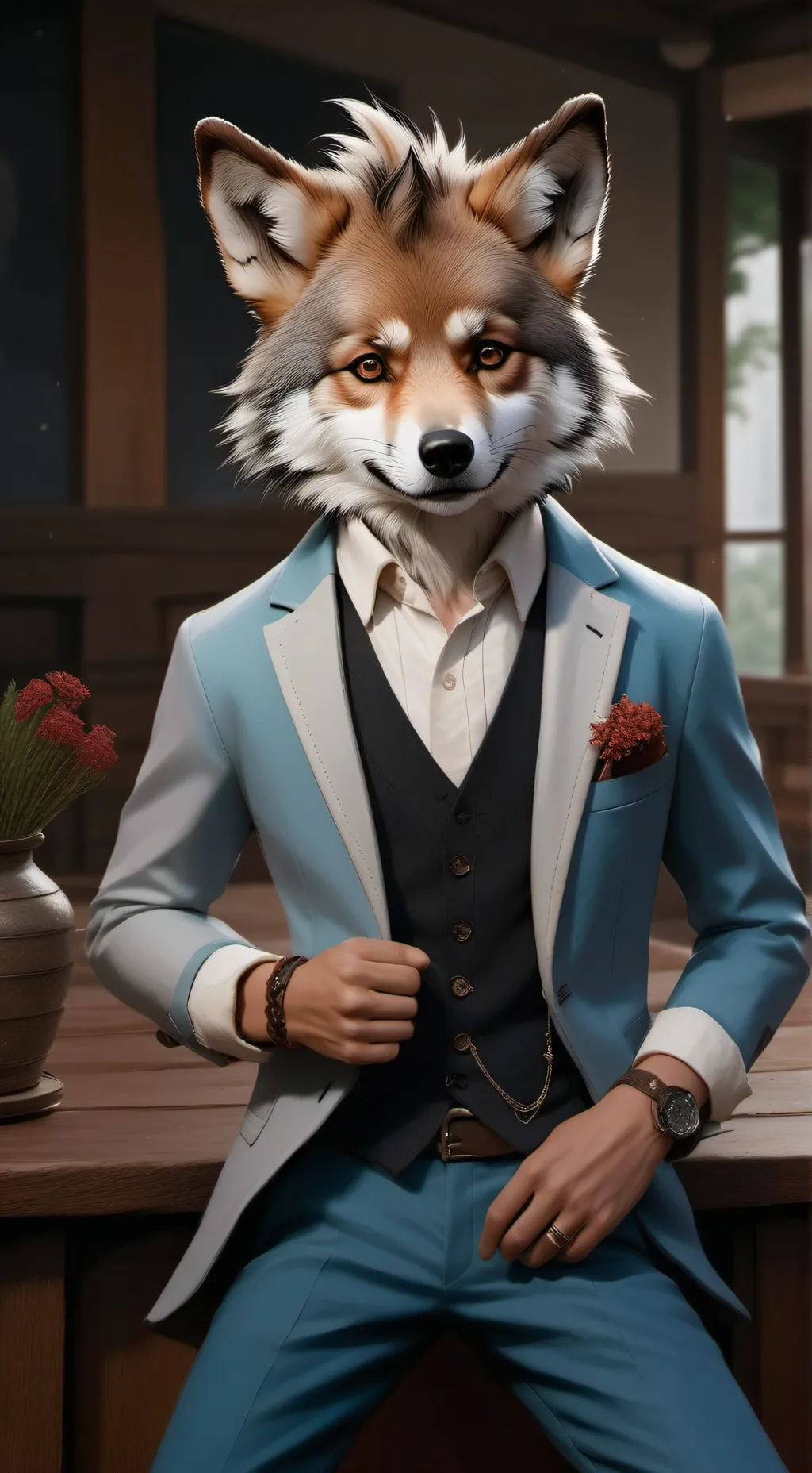 ai character: Agein furry  background