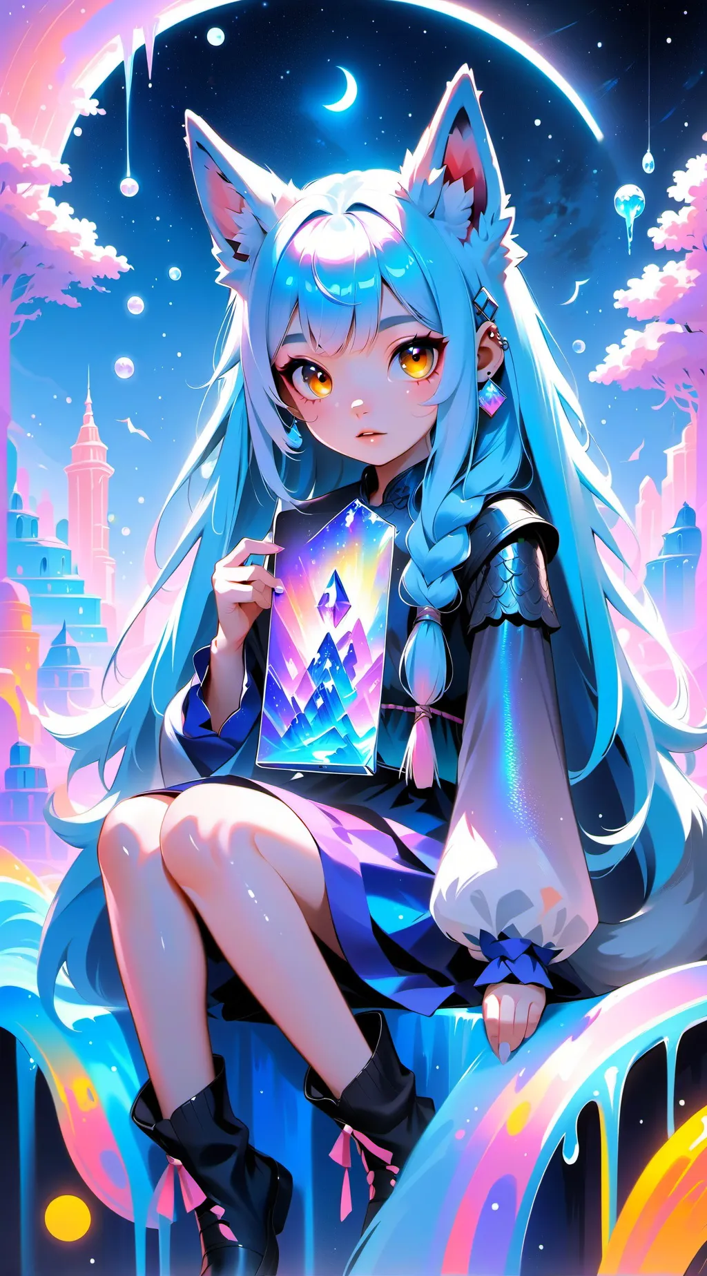 ai character: wolf girl  background
