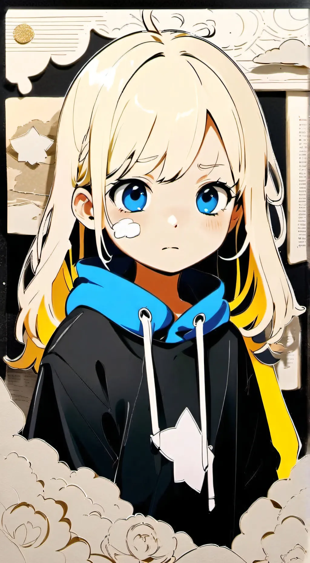 ai character: finger cut.. background