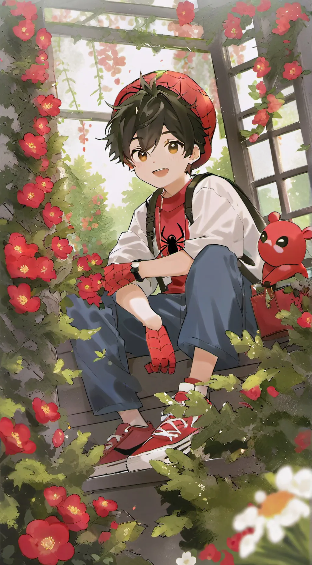 ai character: spider cute background