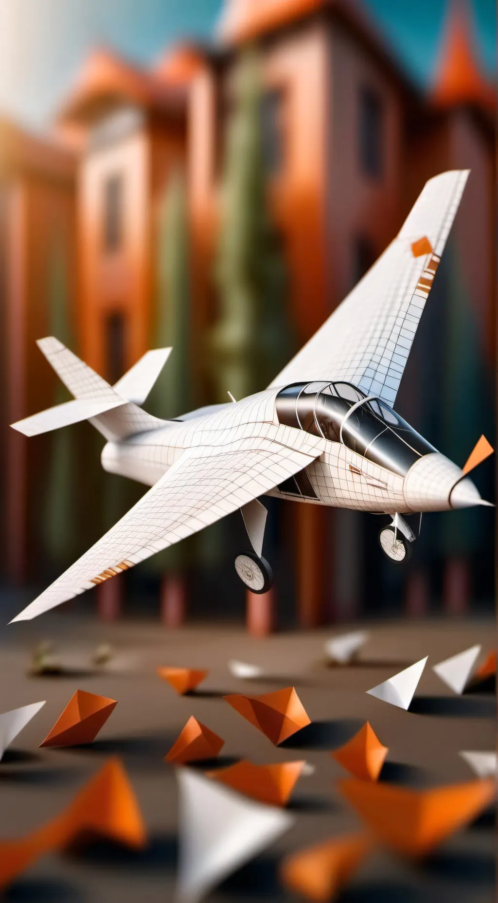 ai character: paper plane background