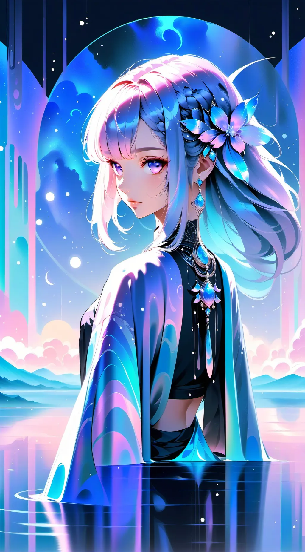 ai character: Tiegan and crystal background