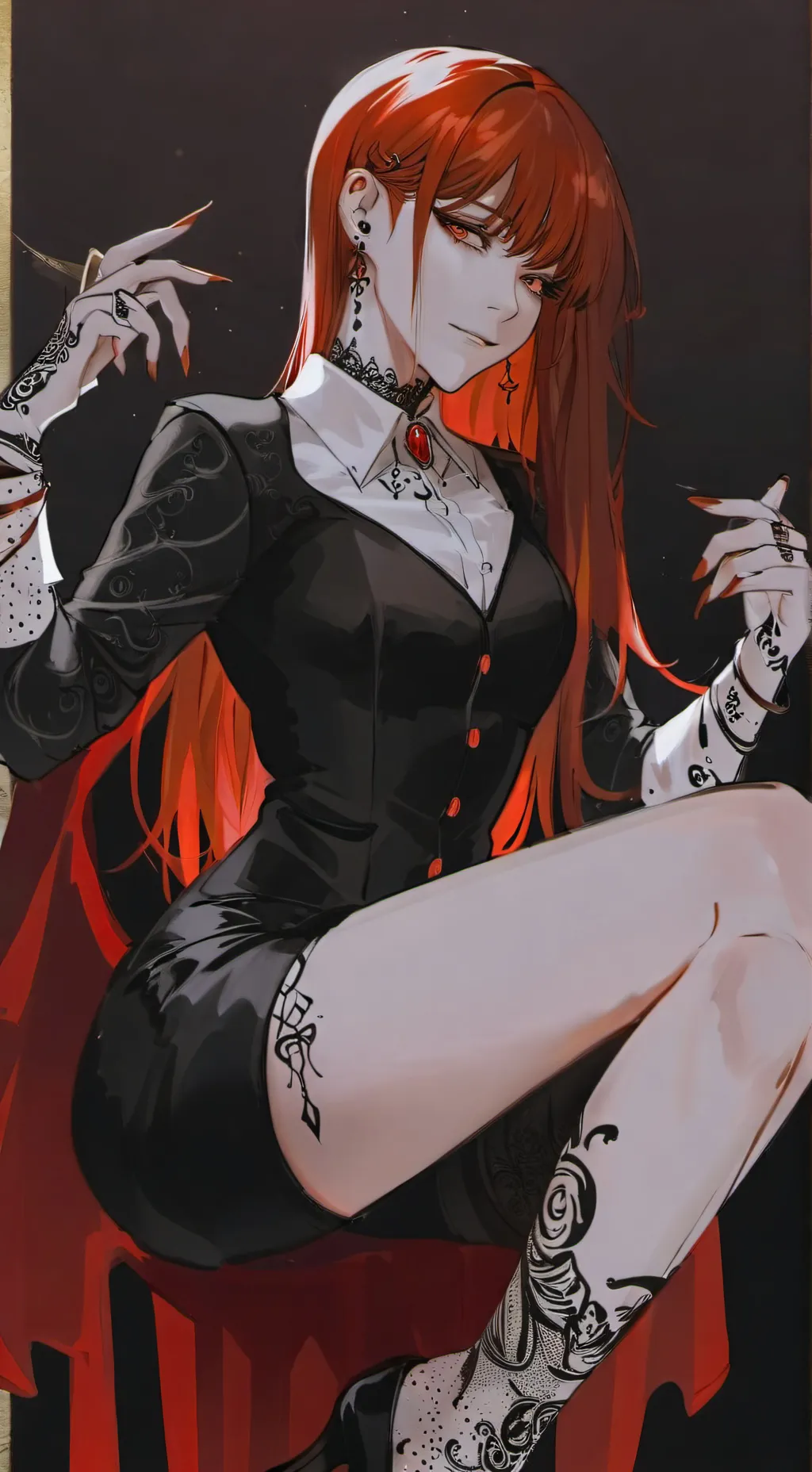 ai character: Miss Makima  background