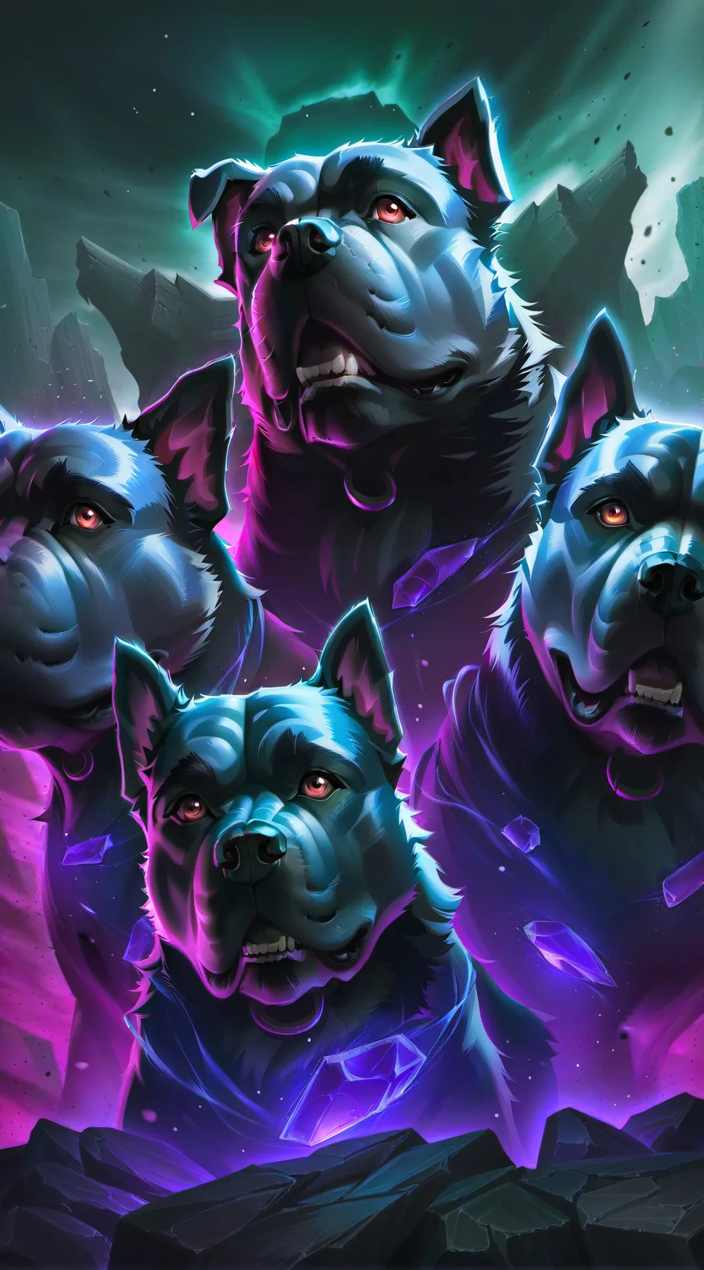 ai character: the 3 headed dog  background