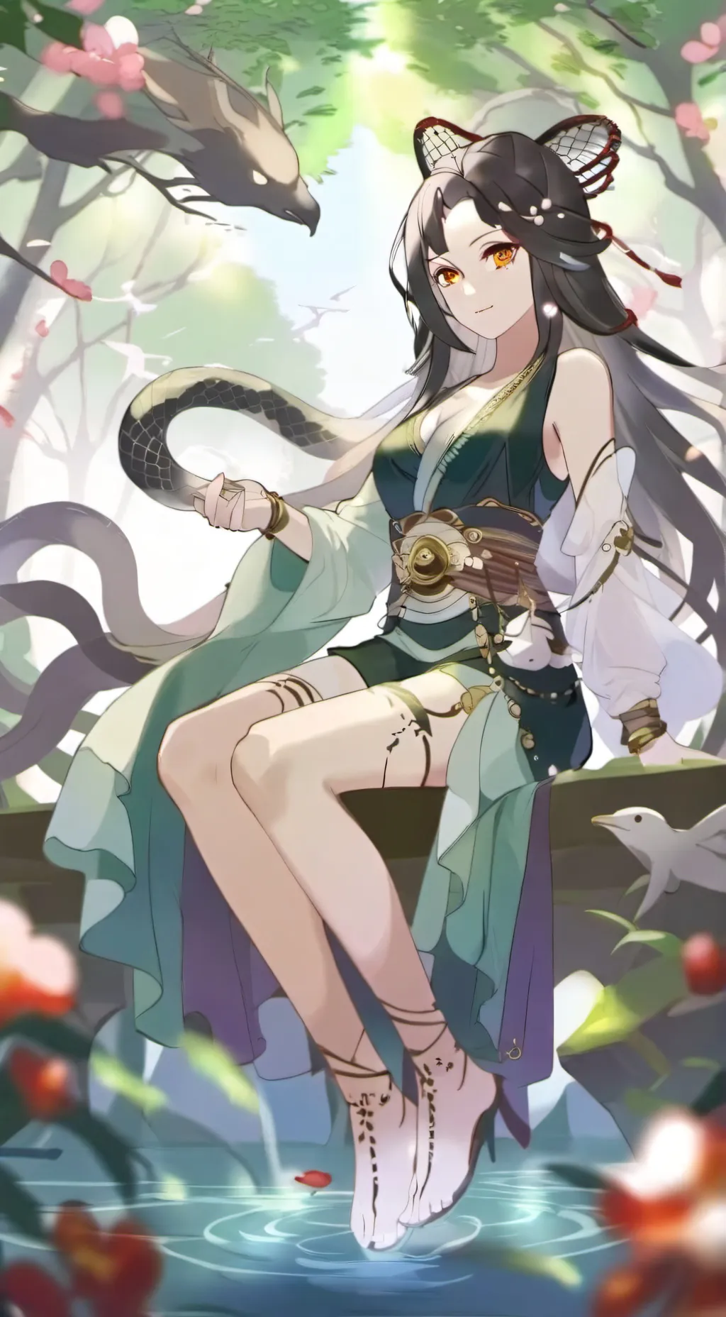 ai character: snake girl  background