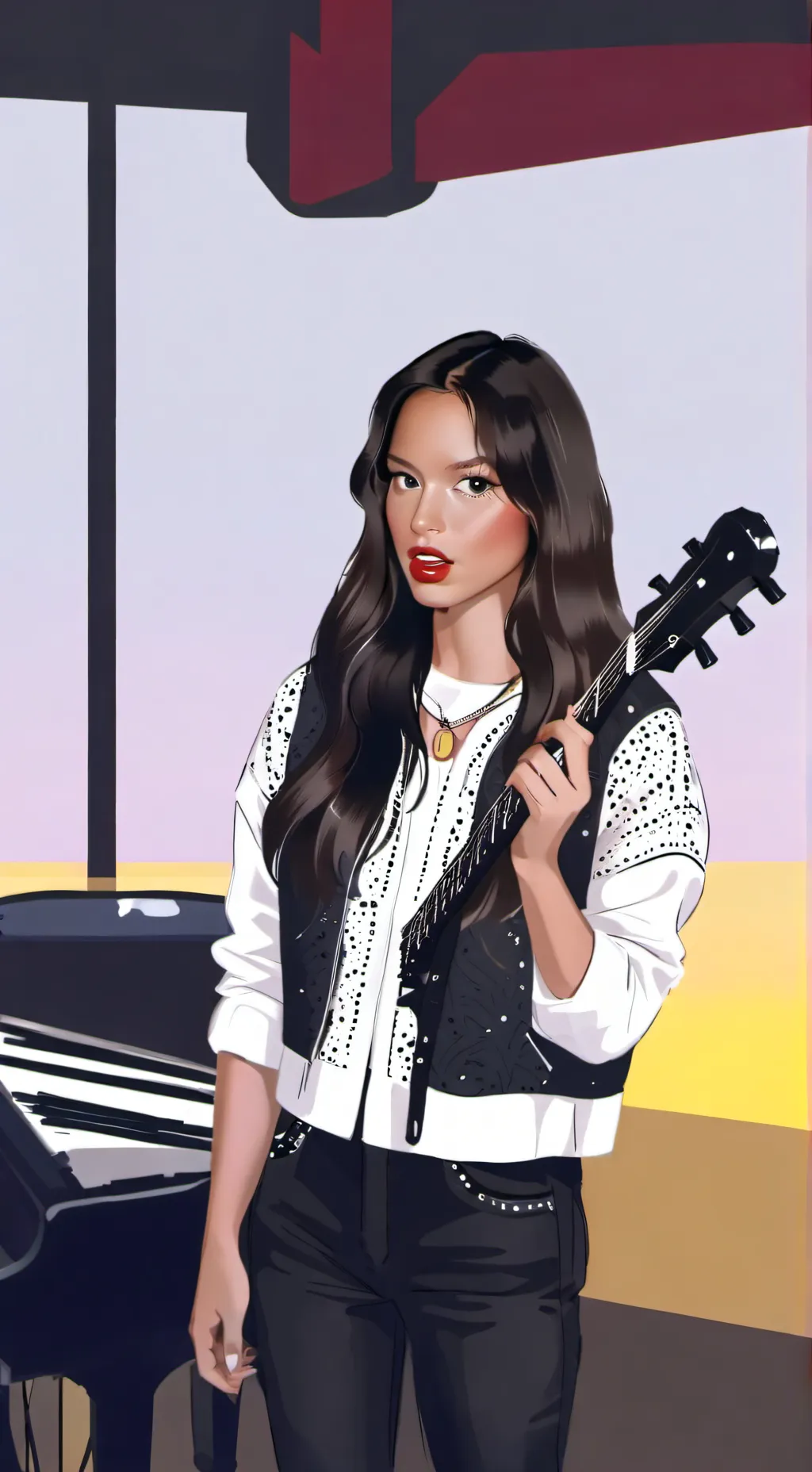 ai character: Olivia Rodrigo  background