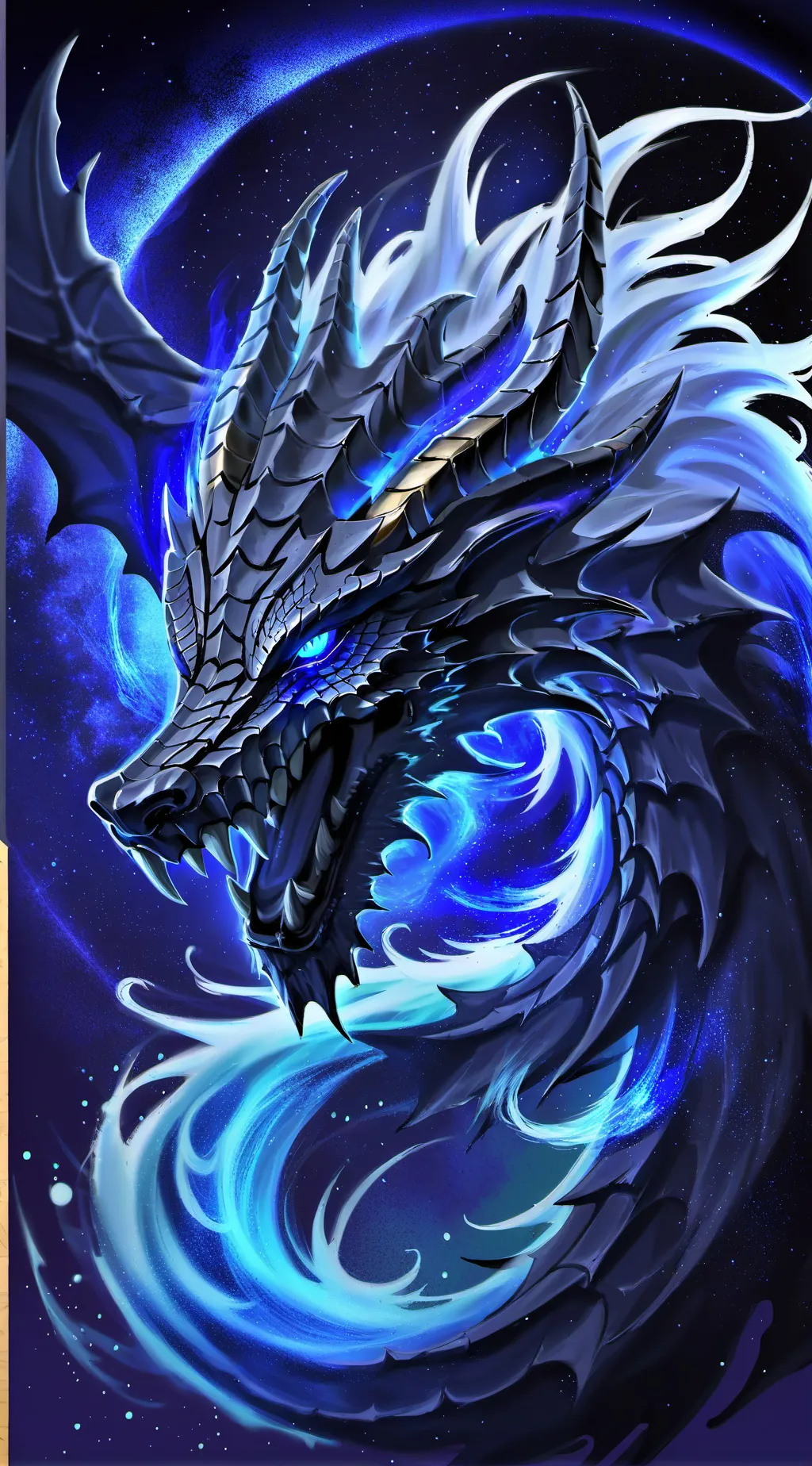 ai character: Dark galaxy dragon background