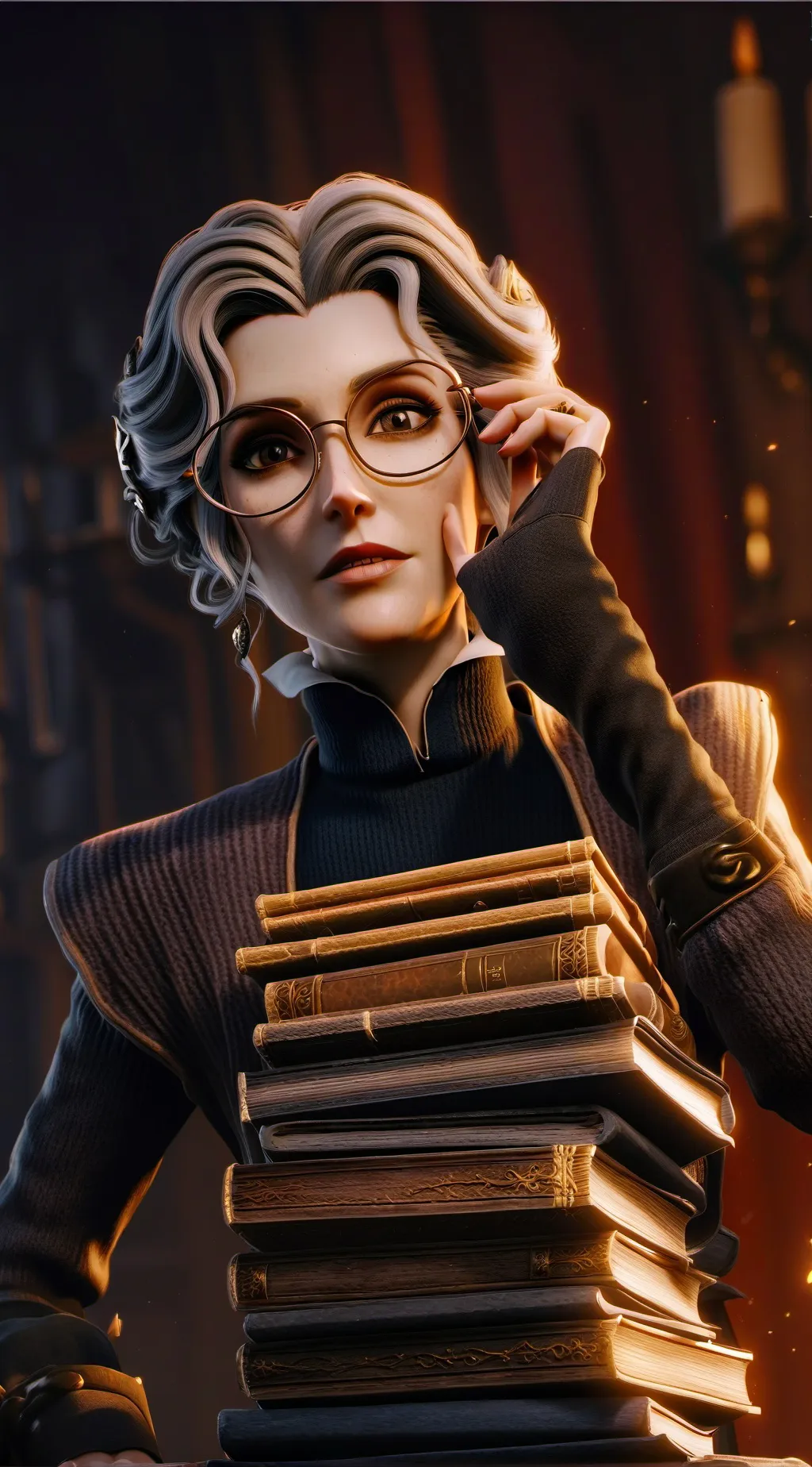 ai character: The Overly-Dramatic Librarian background