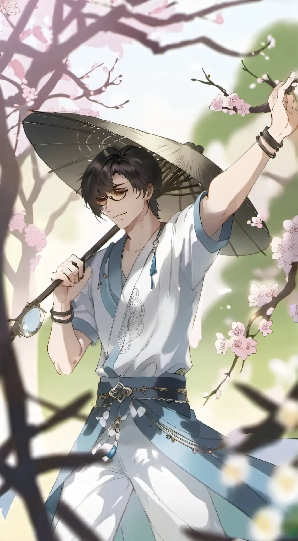 ai character: Mitad y mitad background