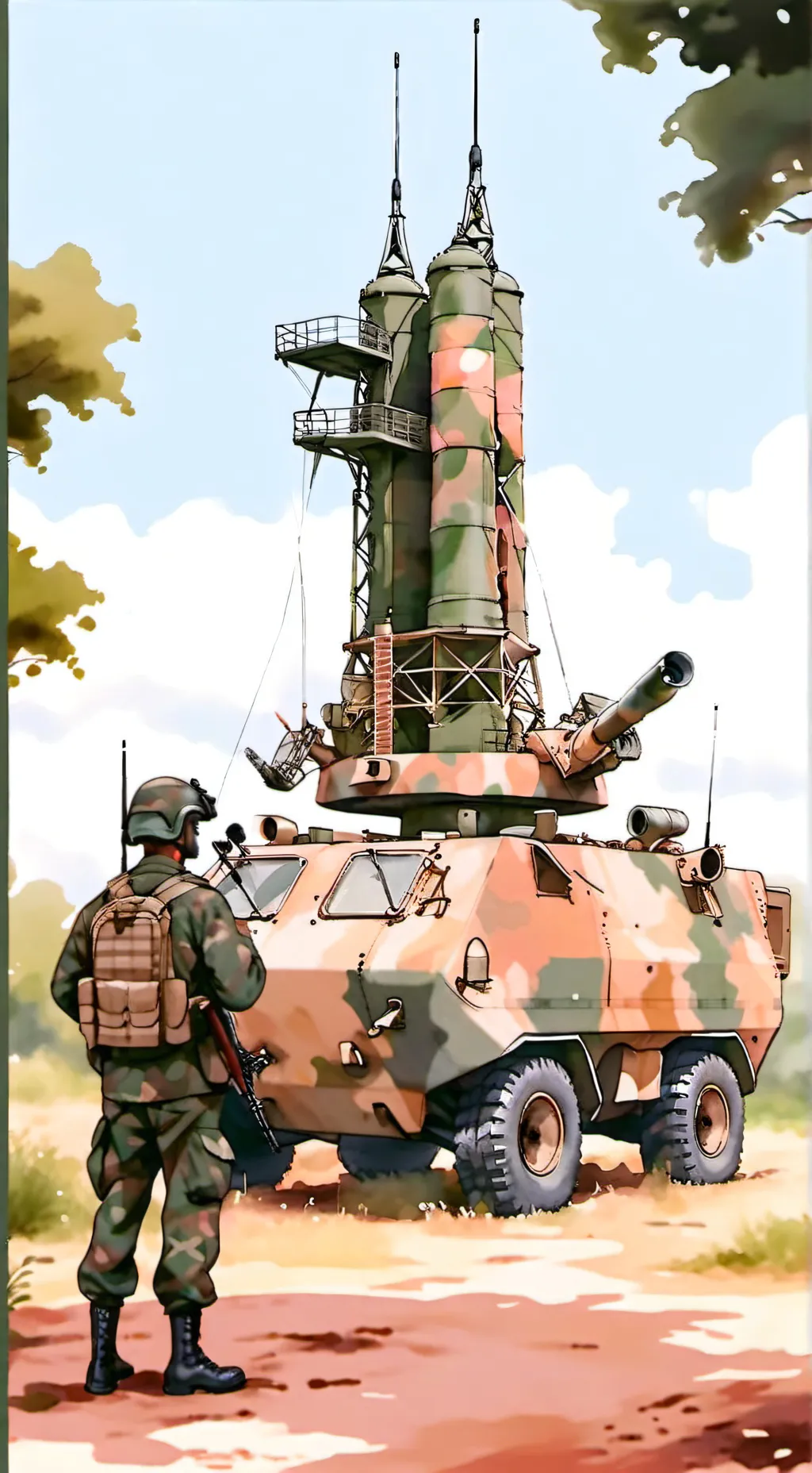 ai character: RADIO WAVE MILITAR background