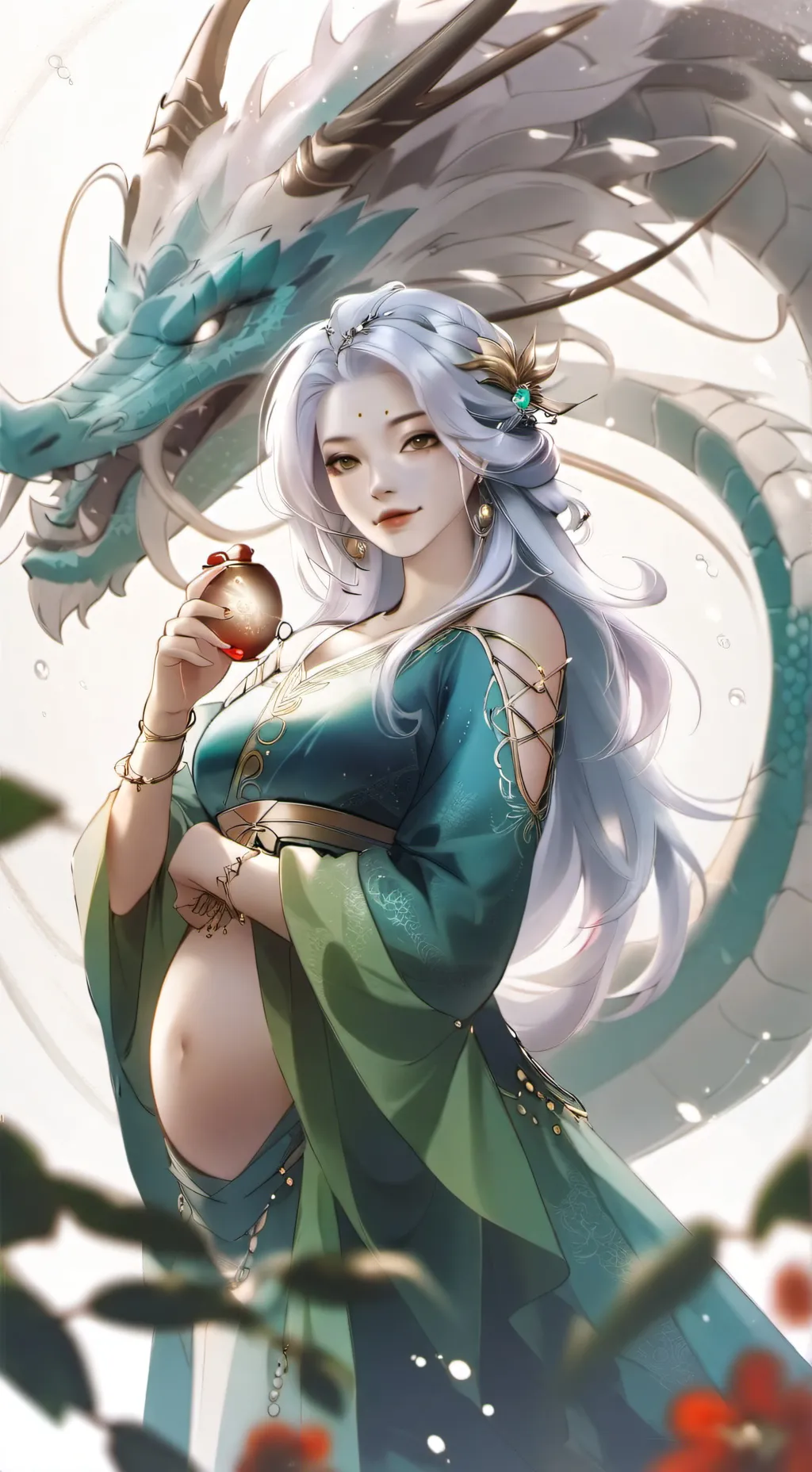 ai character: Pregnant dragon background