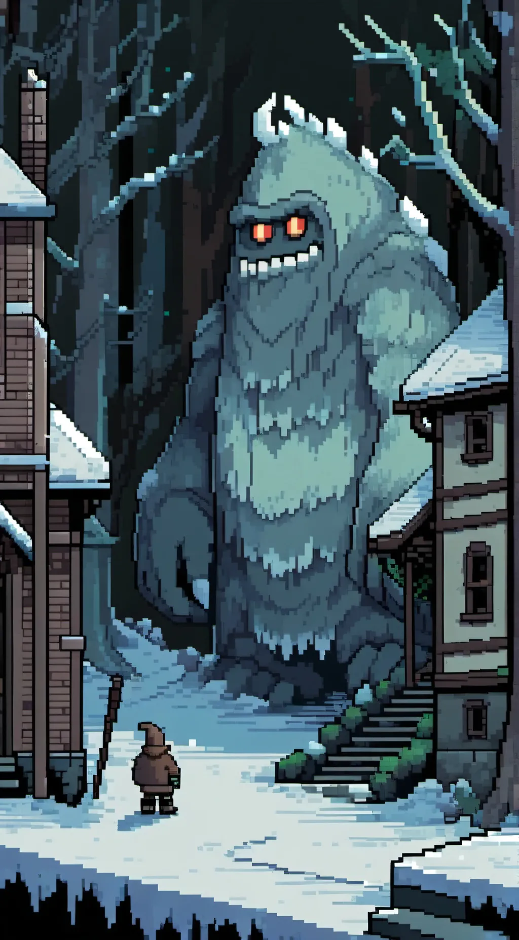 ai character: SNOWMONSTER! background