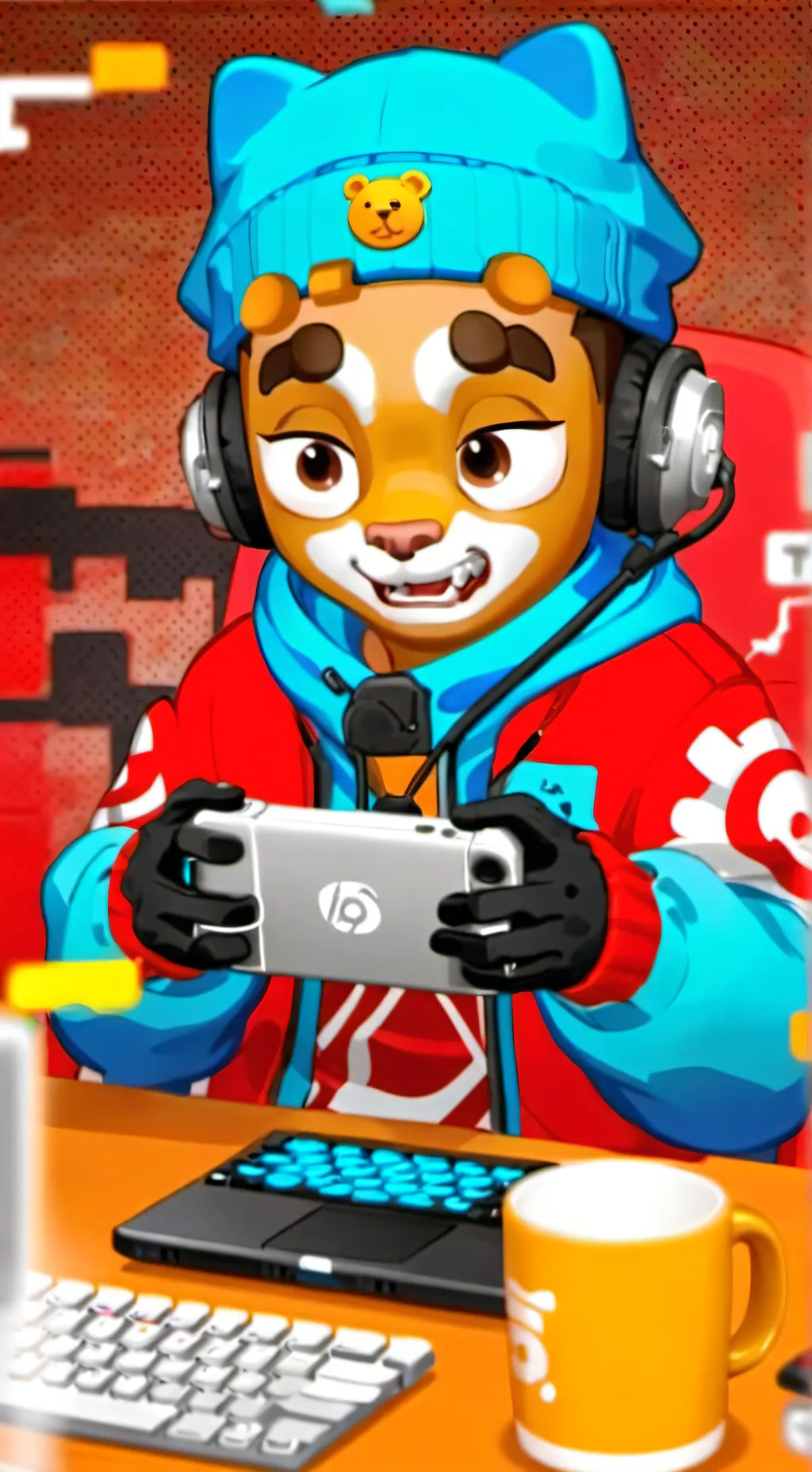 ai character: Pixel background